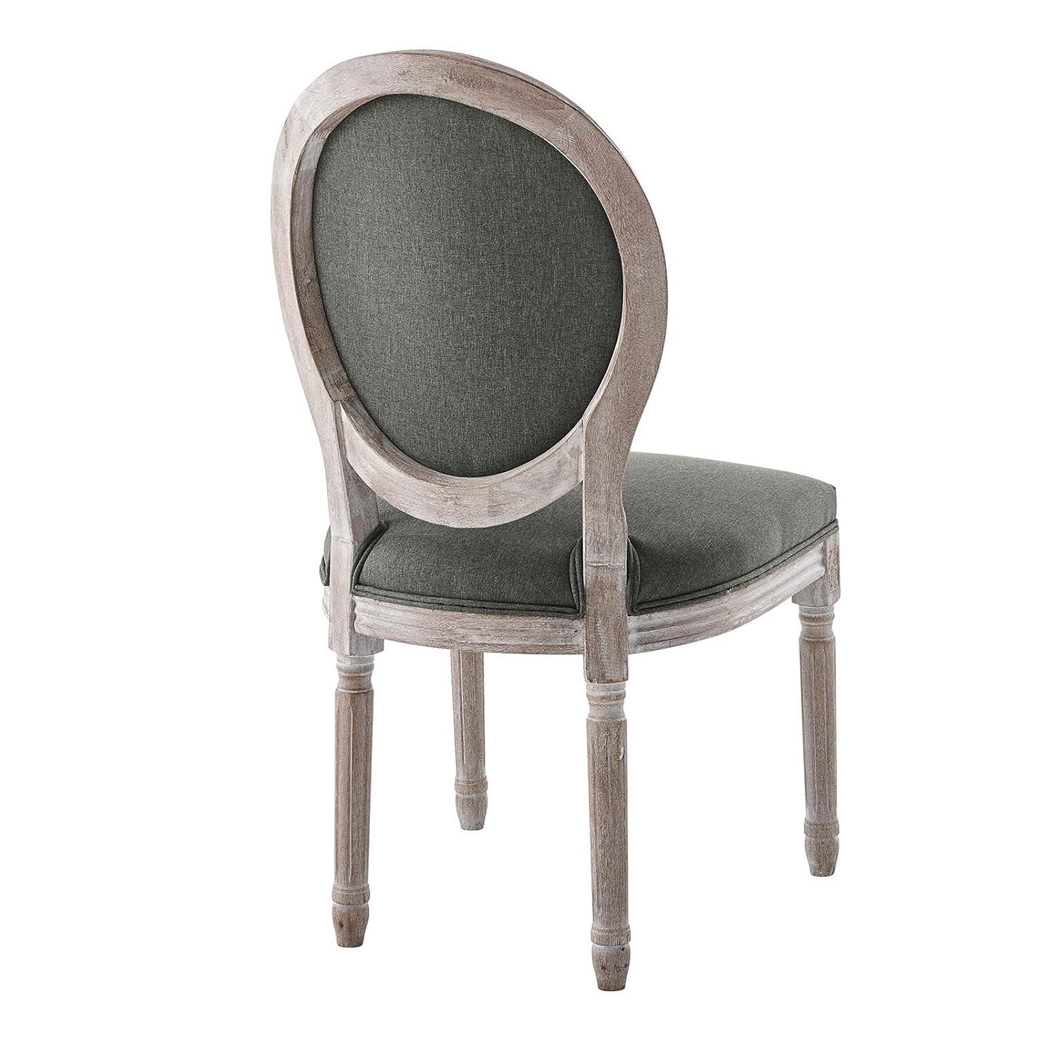 Modway Emanate 19.5" Fabric Dining Side Chair with Oval Back in Natural/Gray