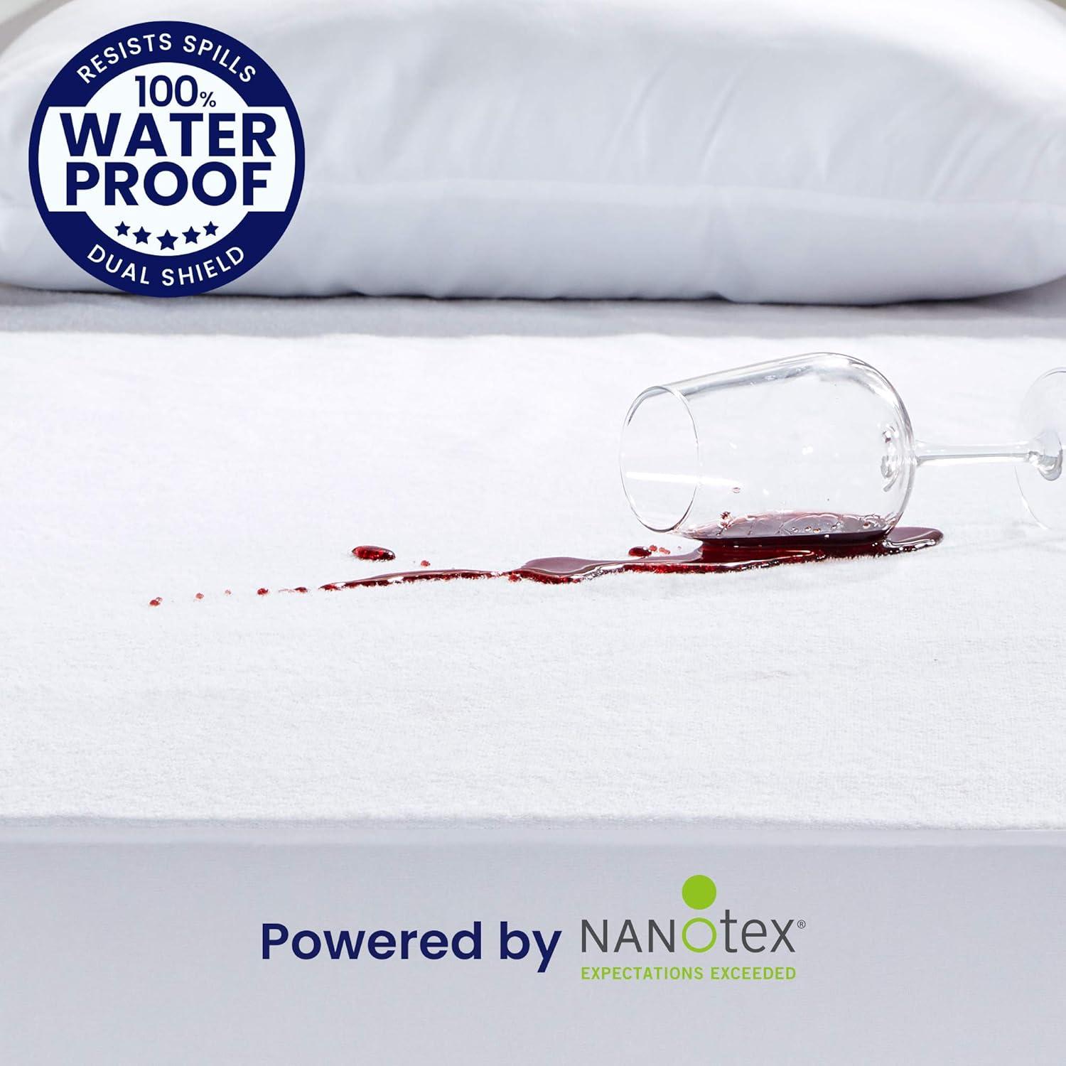 SLEEP ZONE Waterproof Mattress Protector Twin Size, Soft Breathable Cotton Terry Mattress Cover, Washable Noiseless Bed Cover Deep Pocket 8"-21", Twin