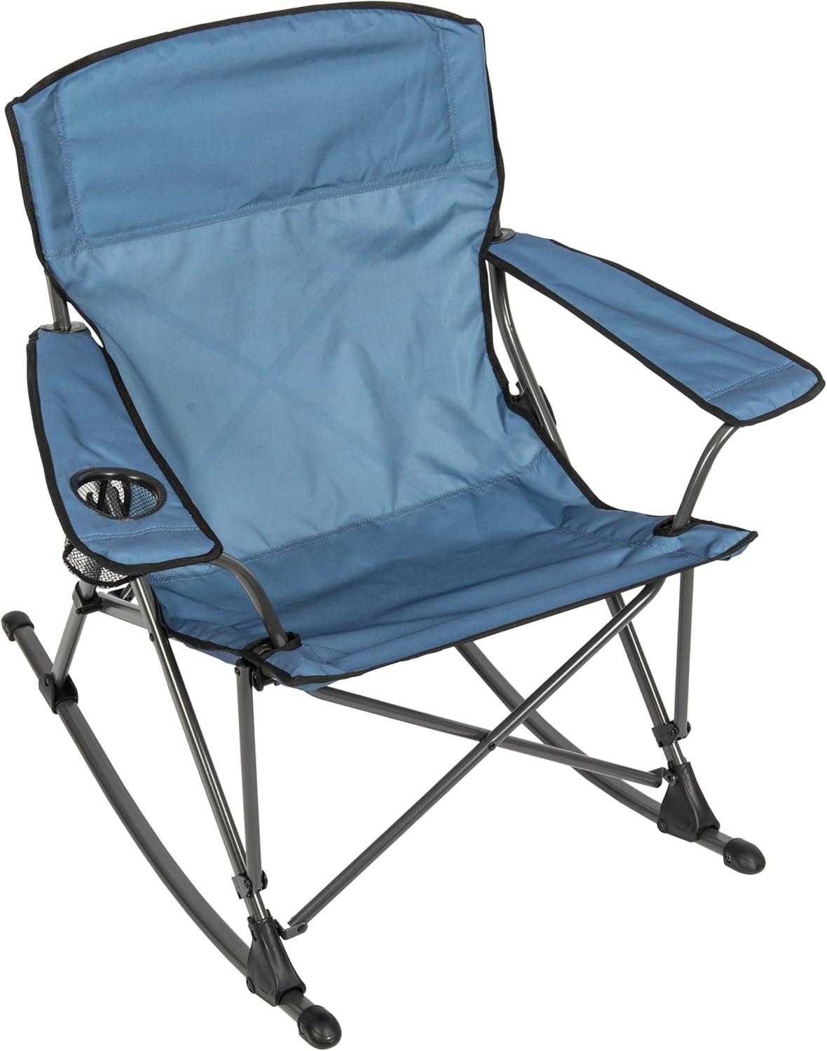 Gray PVC-Coated Fabric Quad Folding Rocking Chair with Arms