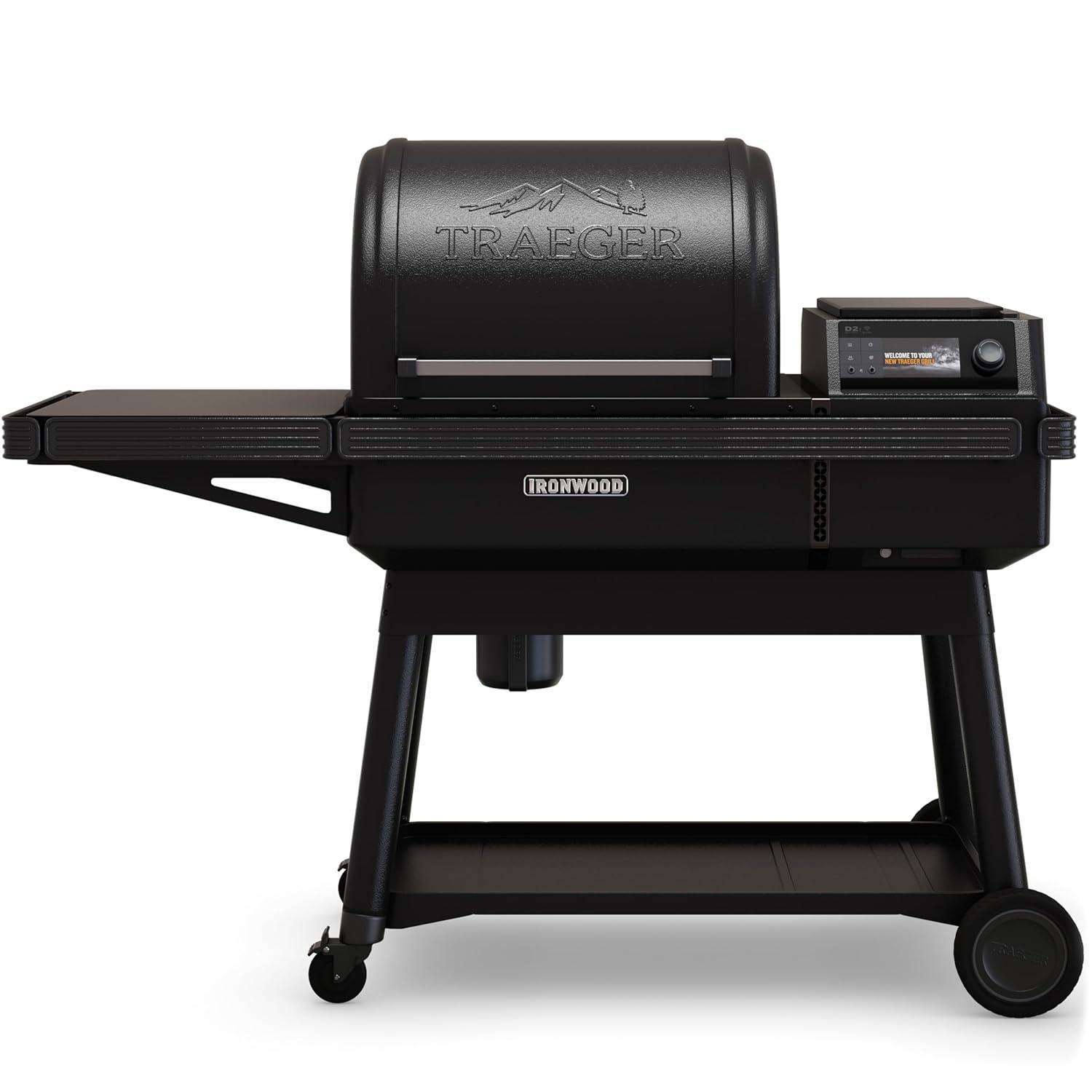 Traeger Ironwood Pellet Smoker Grill, Electric Wood Pellet Grill with WiFIRE App Control, 165F - 500F Degree Temperature Control Super Smoke Mode, 6-in-1 BBQ Smoker Grilling Combo, TFB61RLG