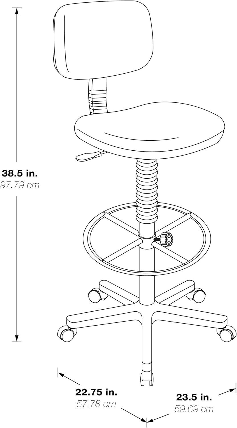 Ergonomic Black Nylon Drafting Chair with Adjustable Footrest