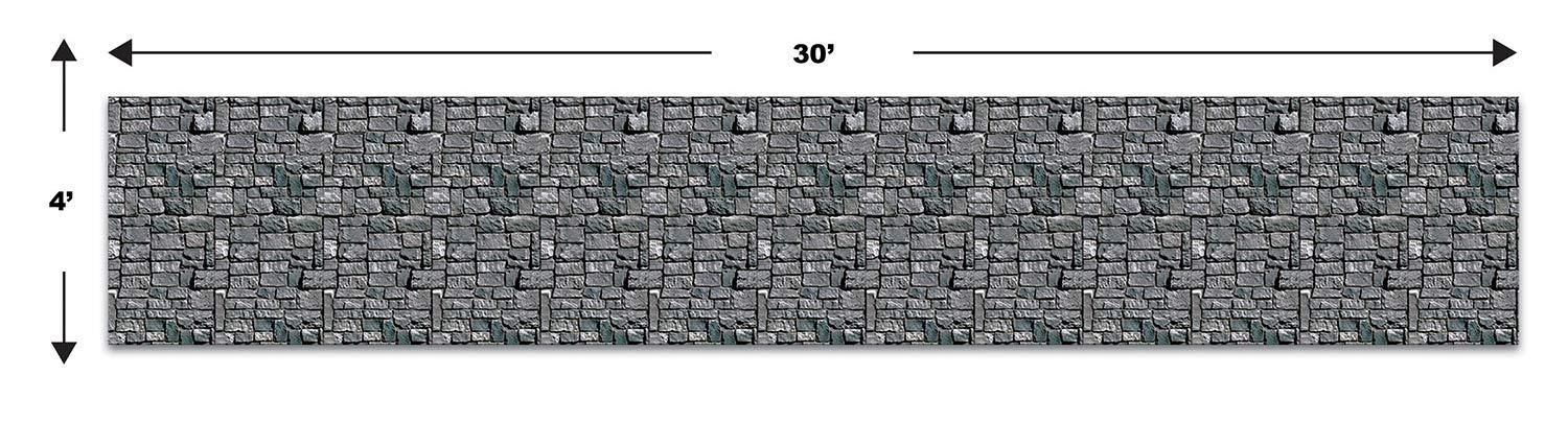 Beistle Brick Stone Wall Backdrops, 4’ x 30’, 2 Pack – Medieval Party Decorations, Medieval Decor Background, Photo Backdrop, Easy to Adhere Wall Covering, Stone Backdrop, Halloween Party Decorations
