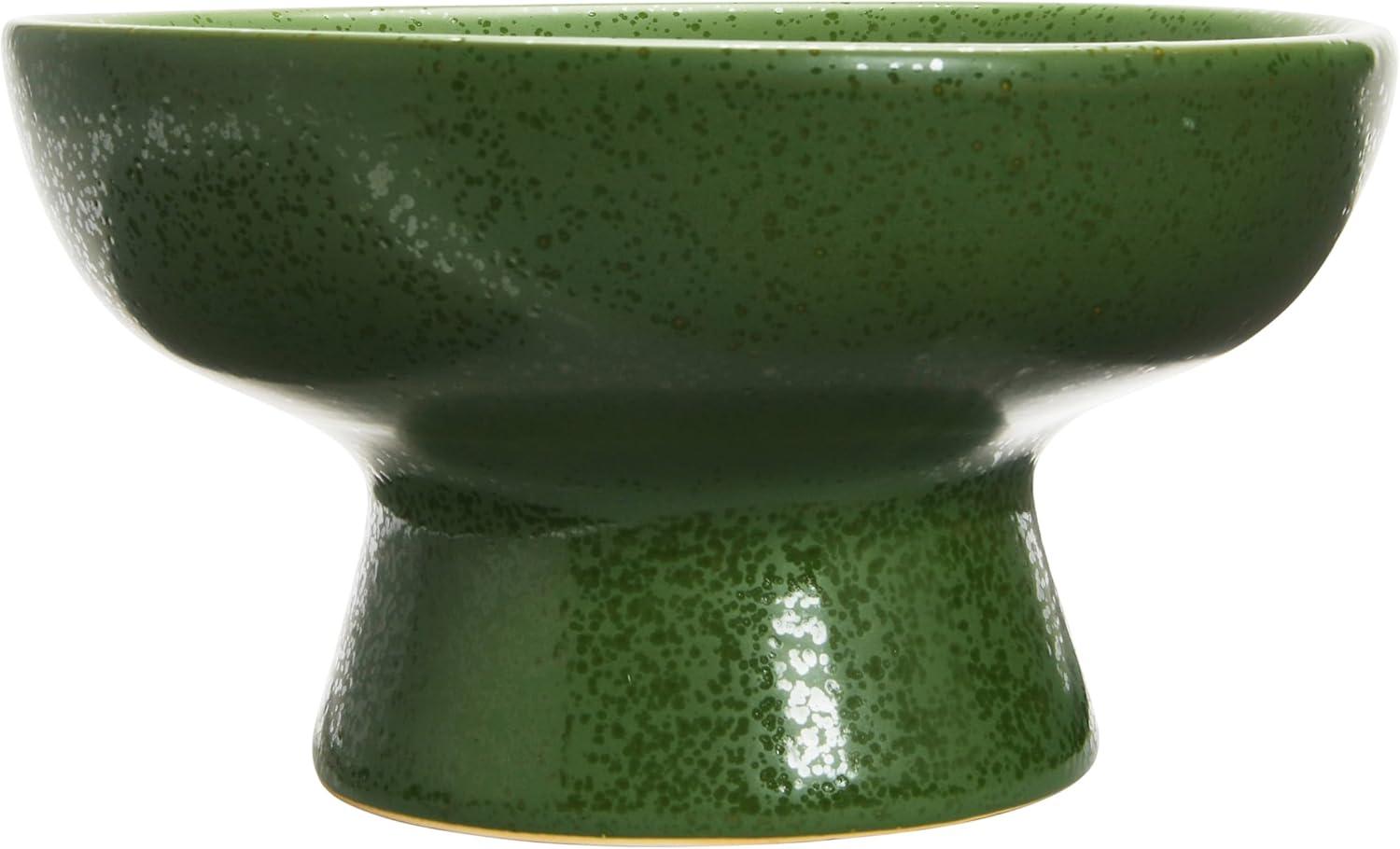 Creative Co-Op Stoneware Footed Bowl, Matte Green Reactive Glaze