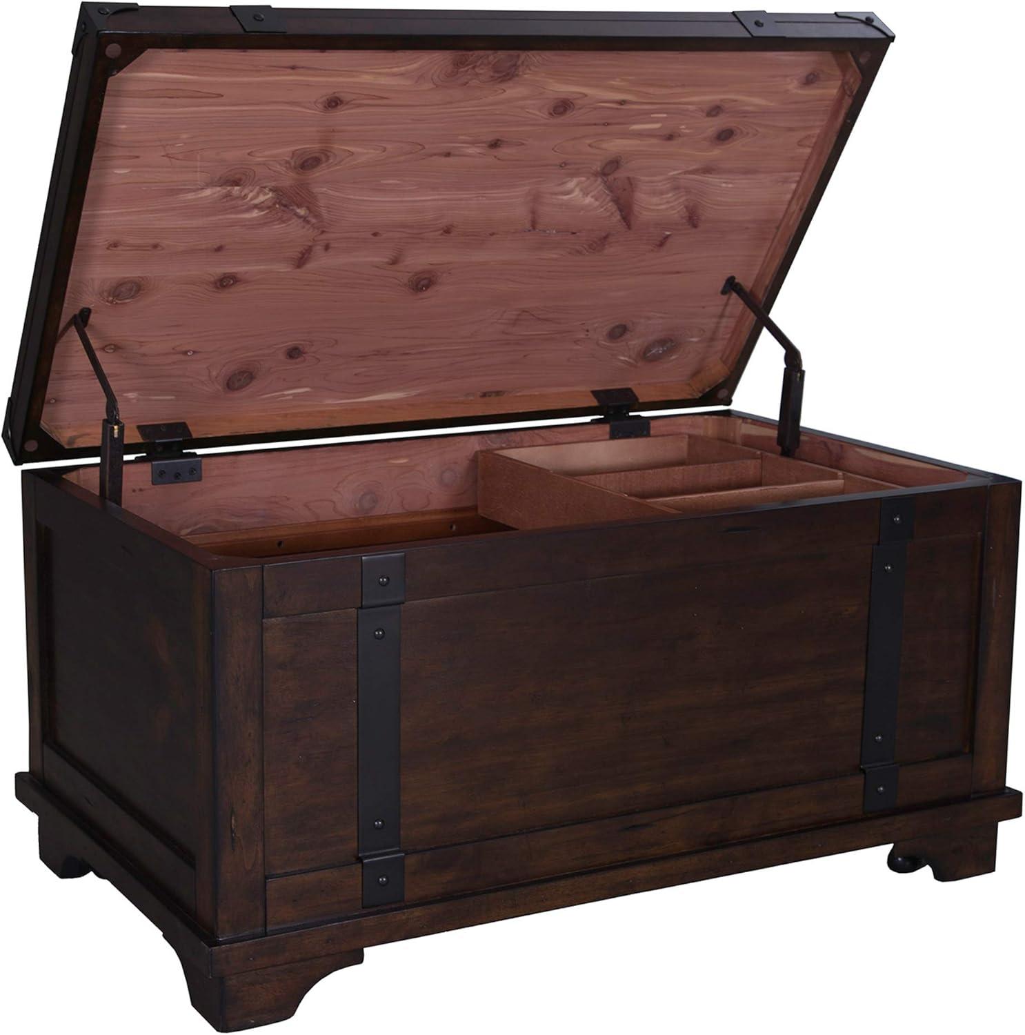 Aspen Skies Rustic Brown Pine Storage Trunk with Metal Accents