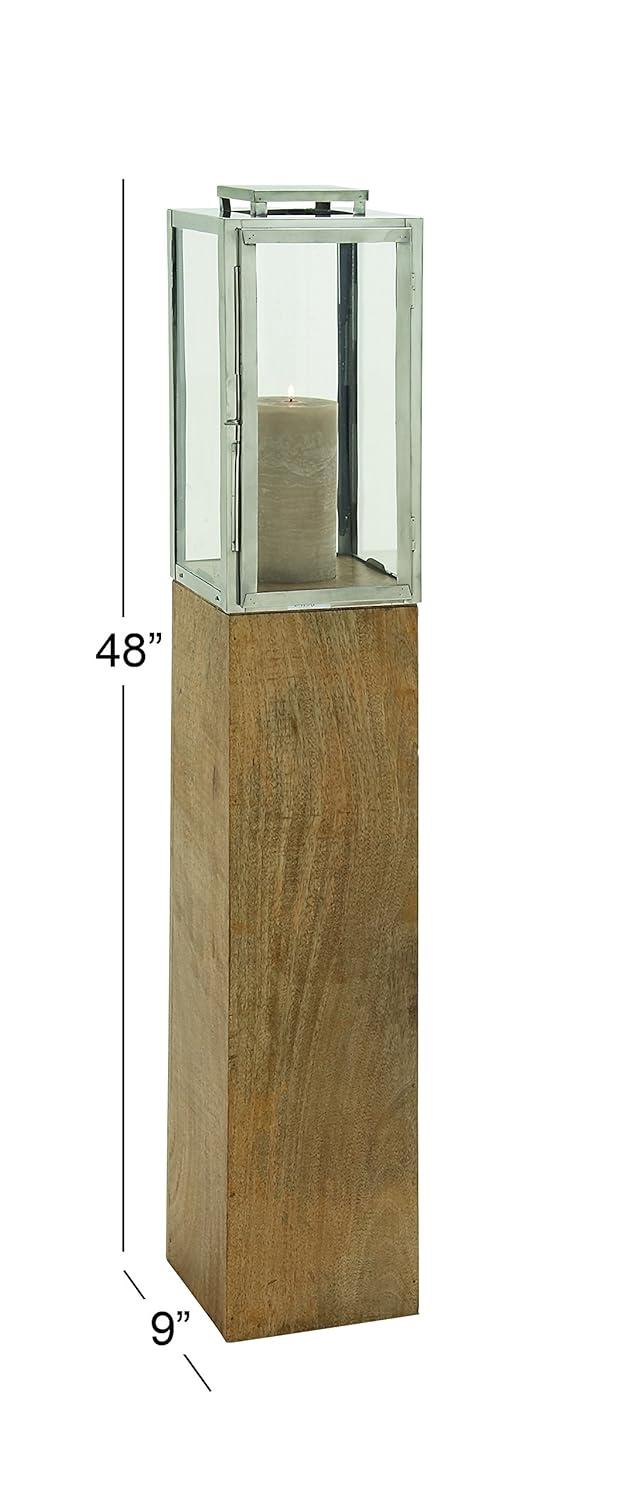 Loon Peak® Mango Wood Handmade Decorative Indoor Outdoor Brown Candle Lantern