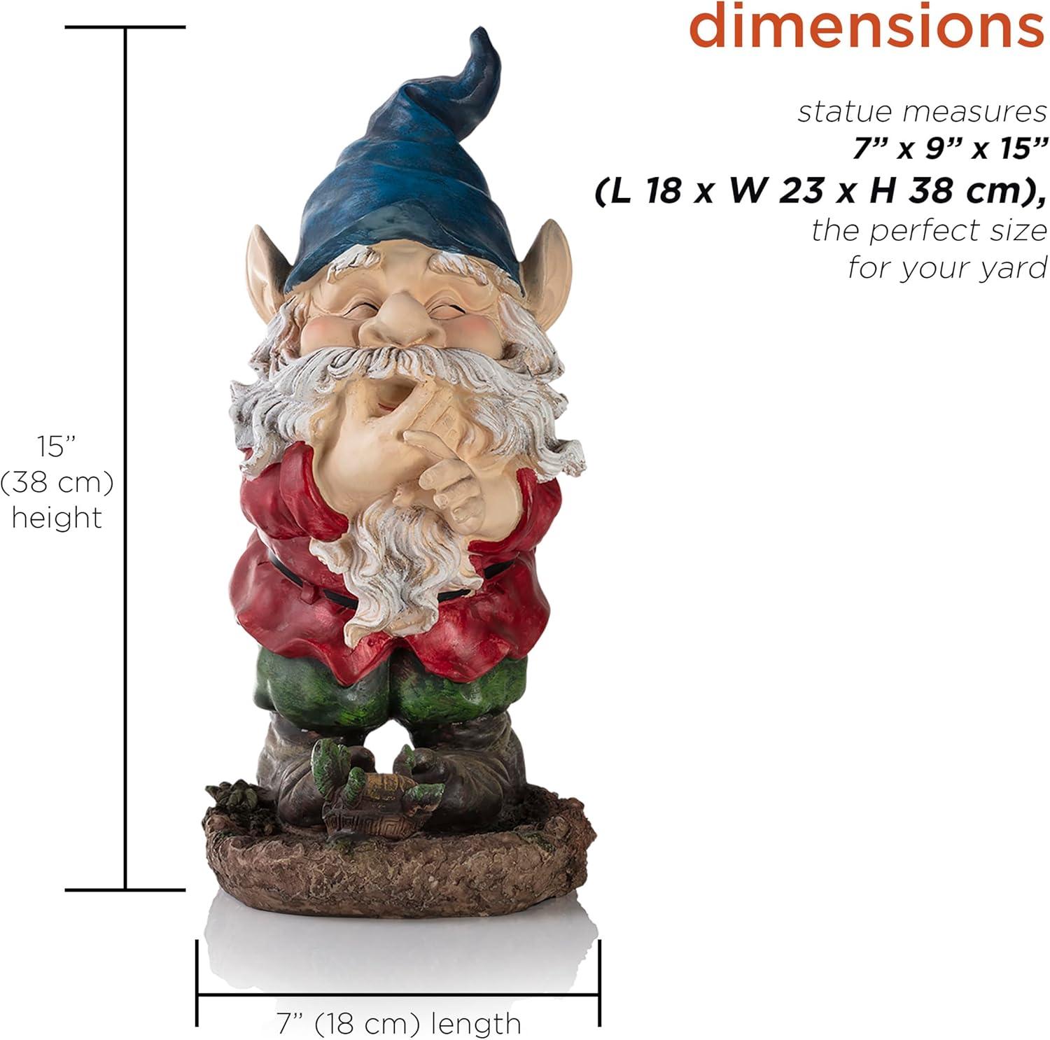 15" Multicolor Polyresin Smiling Garden Gnome Statue