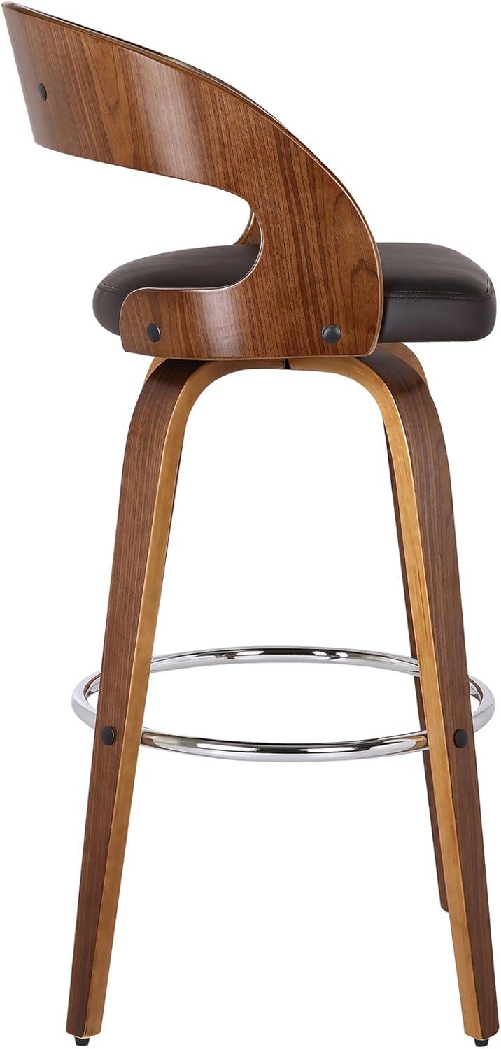 HomeStock Southwestern Sanctuary 30" Barstool In Walnut Wood Finish With Brown Pu