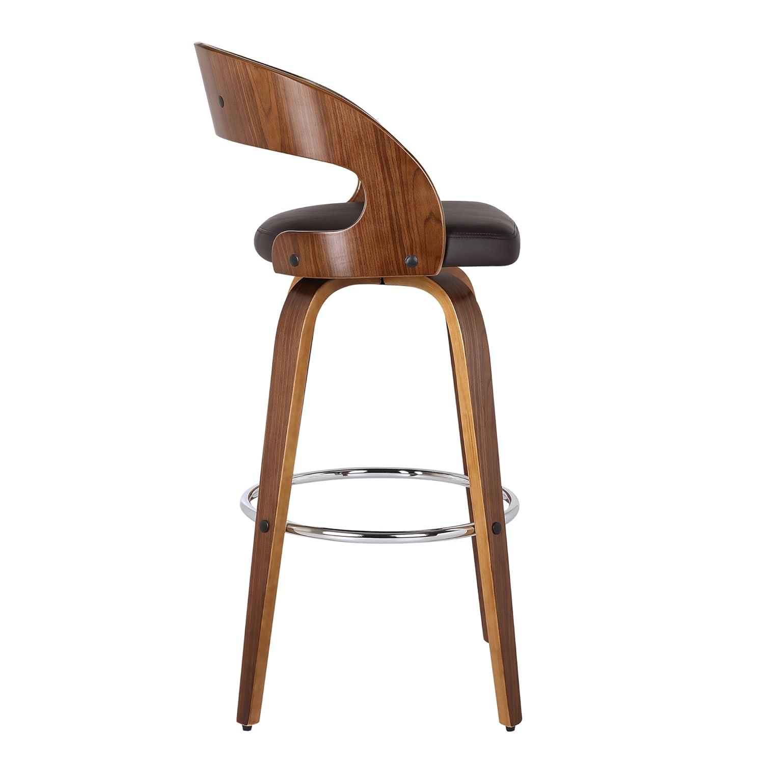 Armen Living Shelly Contemporary Faux Leather Bar Stool in Brown