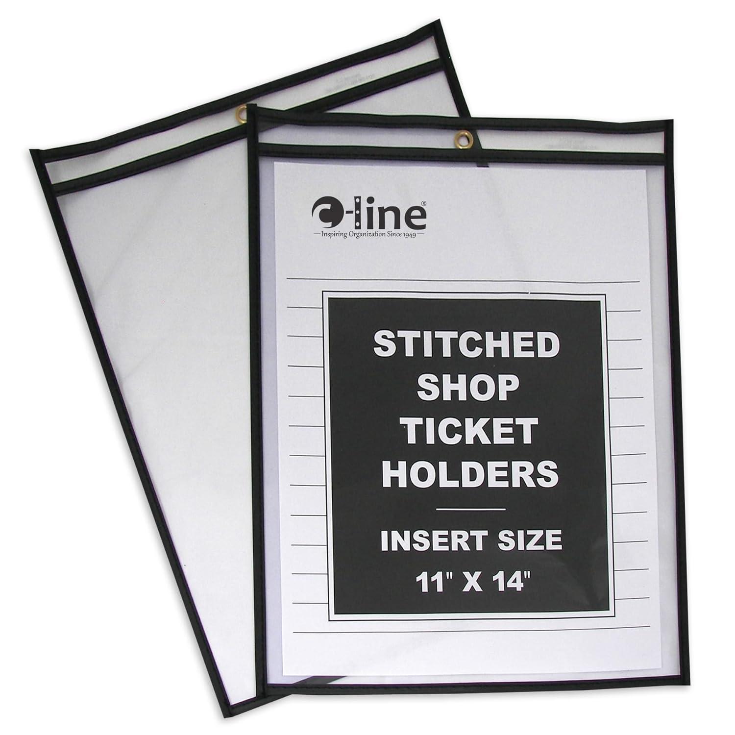 C-Line Shop Ticket Holders Stitched Both Sides Clear 75" 11 x 14 25/BX 46114