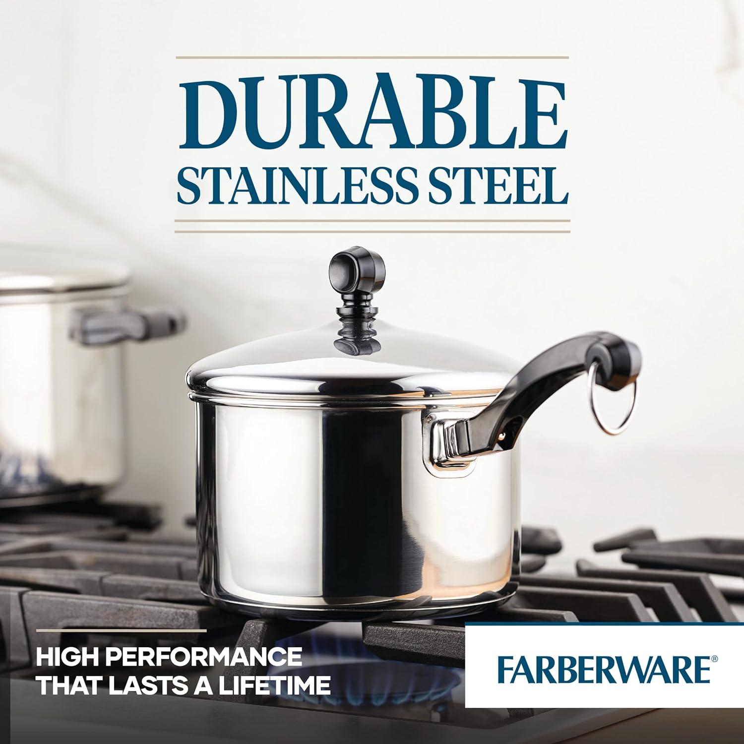 Farberware Classic 2-qt. Covered Saucepan: Nonstick, Stainless Steel Lid, Oven & Dishwasher Safe, Gas & Induction Compatible