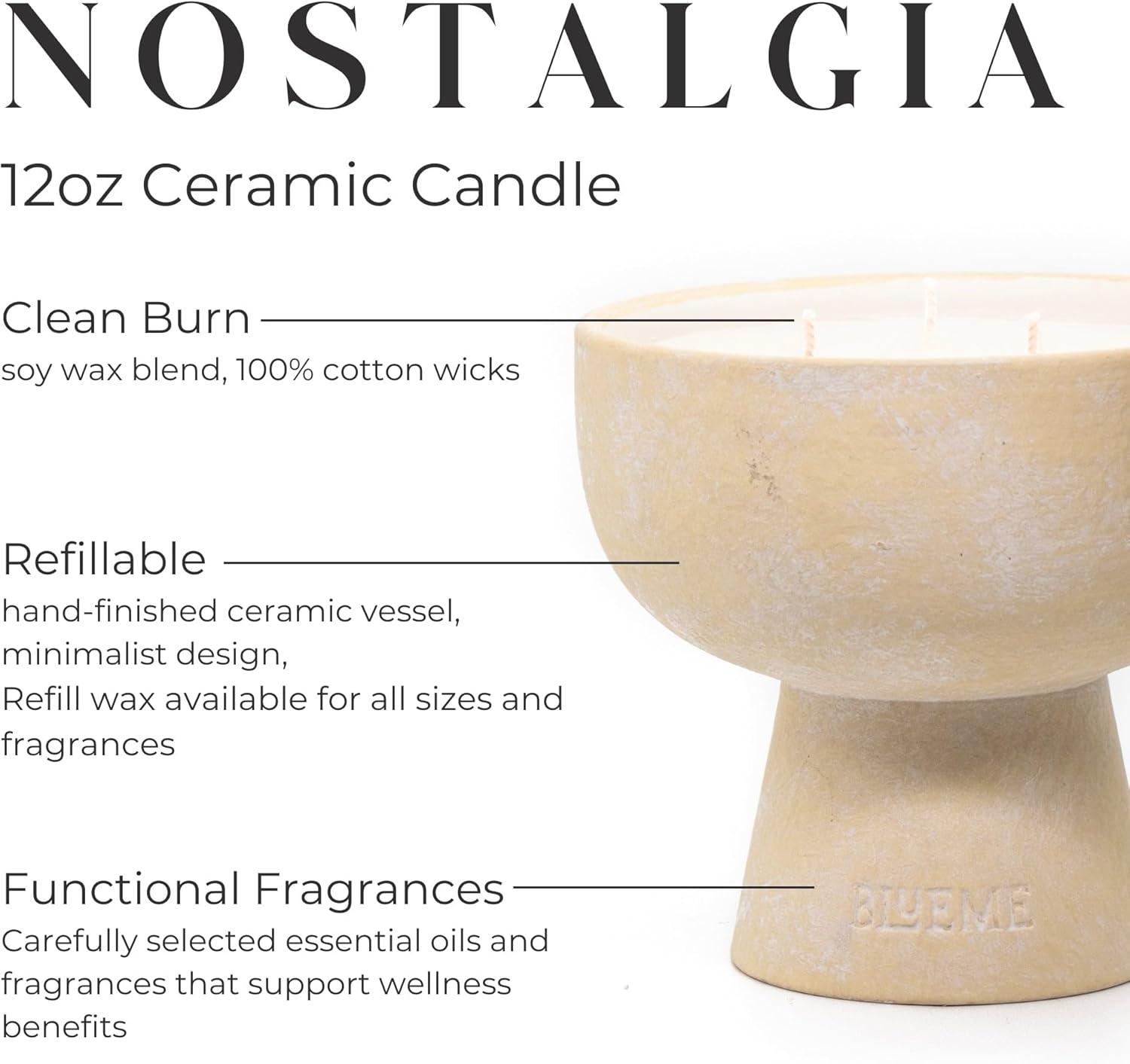 Large Beige Ceramic Soy Wax Candle with Woody Fragrance