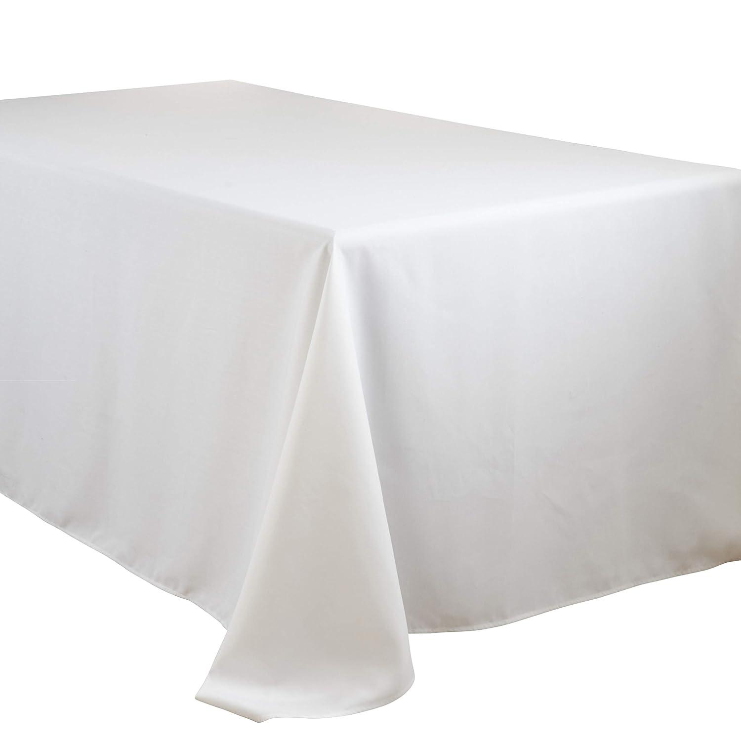 Saro Lifestyle Solid Color Everyday Tablecloth, White, 90" x 156"