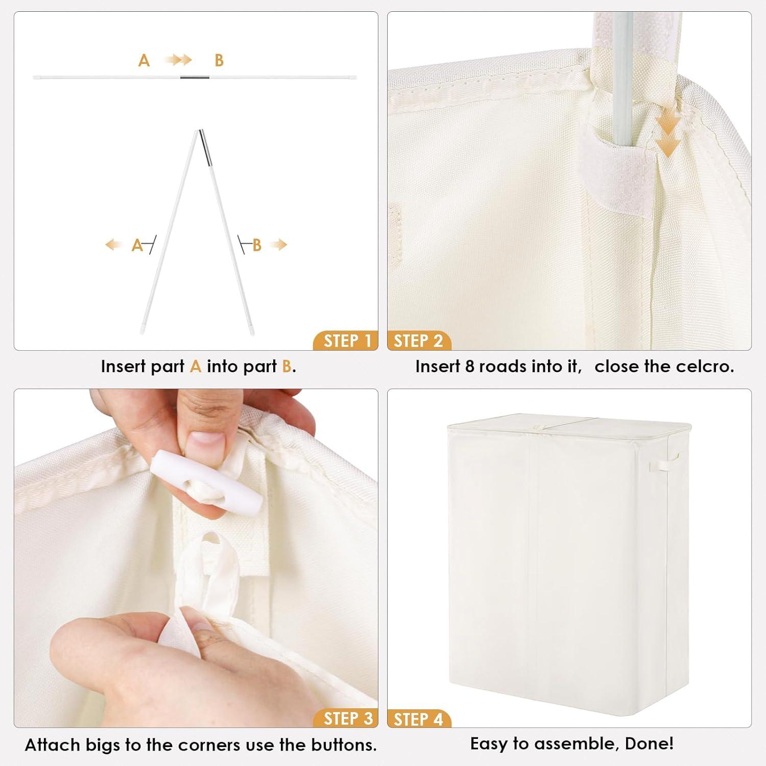 Latitude Run® 160L Laundry Hamper 3 Section, Dirty Clothes Hamper With Lid