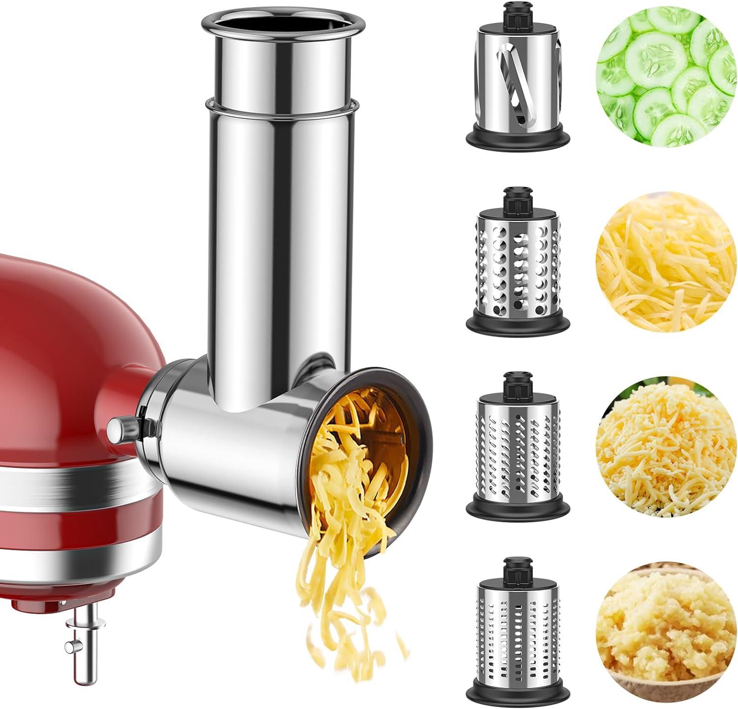 Meat Grinder & Stainless Steel Slicer Shredder Attachment for KitchenAid Stand Mixer, Meat Grinder for Kitchenaid Mixer with Sausage Stuffer Tubes, Cheese Grater Attachment for Kitchenaid Stand Mixer