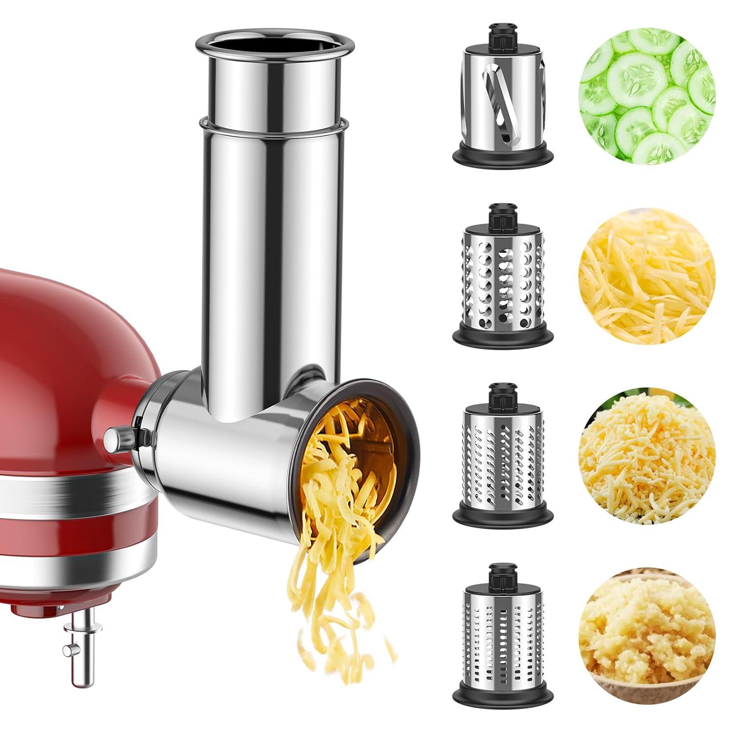 Meat Grinder & Stainless Steel Slicer Shredder Attachment for KitchenAid Stand Mixer, Includes Metal Food Grinder Attachment with Sausage Stuffer Tubes and Salad Machine Accessory by InnoMoon