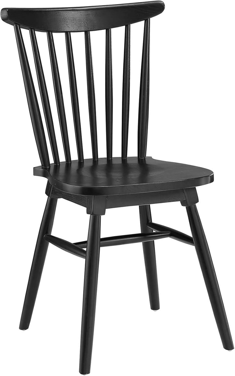 Amble Windsor Black Elm Wood Side Chair with Slat Back