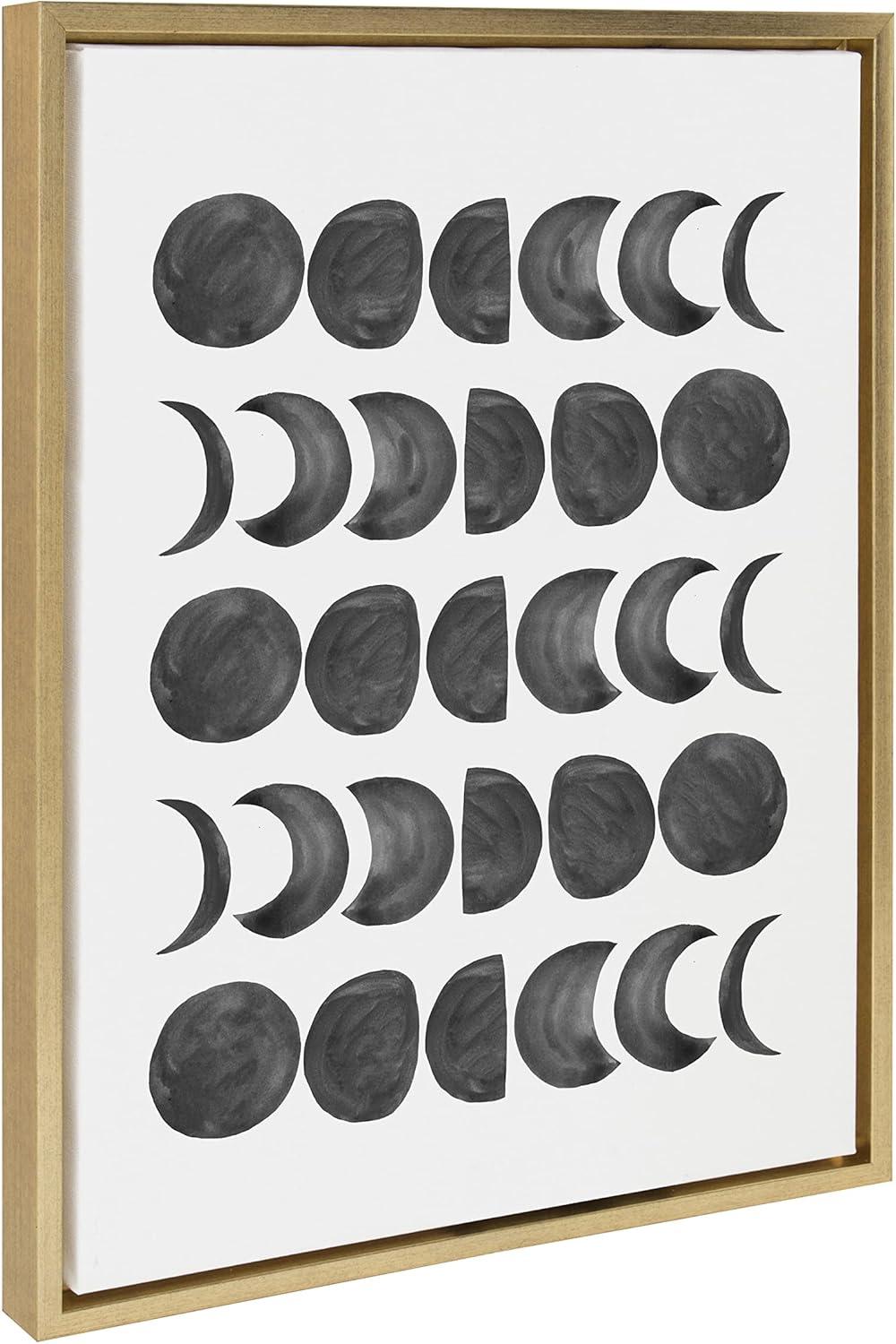 Kate and Laurel Sylvie 901 Moon Phases Black on White Framed Canvas by Teju Reval of SnazzyHues