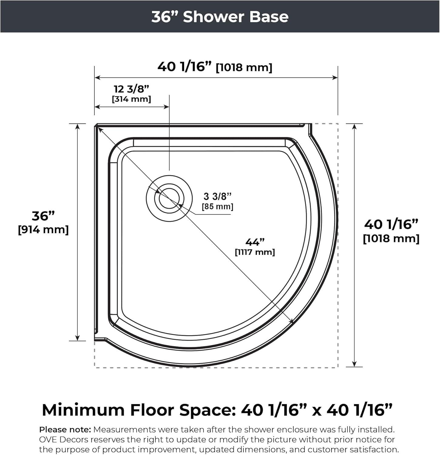 OVE Decors Breeze 40 in. Round Shower Kit w/ Clear, Base, Wall