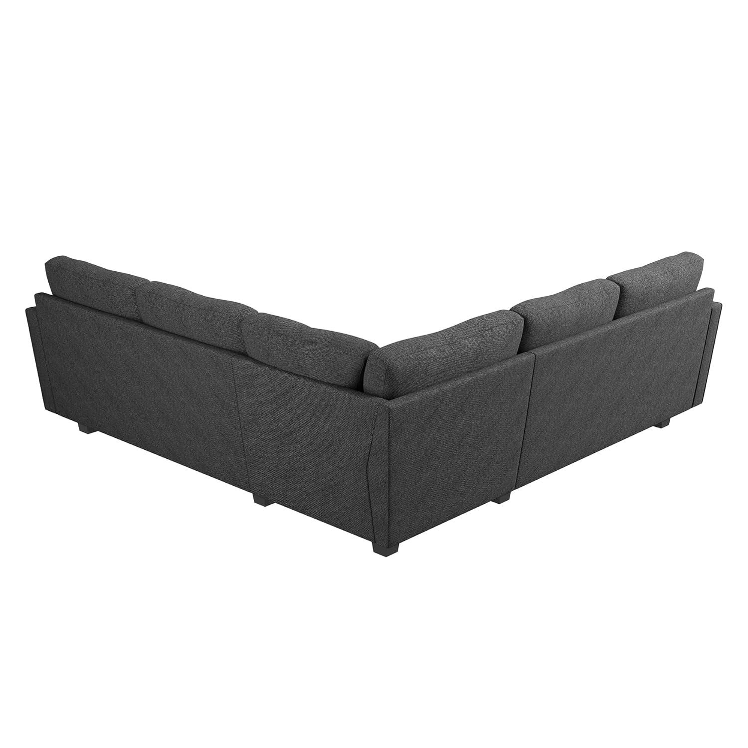 HONBAY Velvet L Shaped Couch Corner Sofa for Living Room Furniture Sets in Green