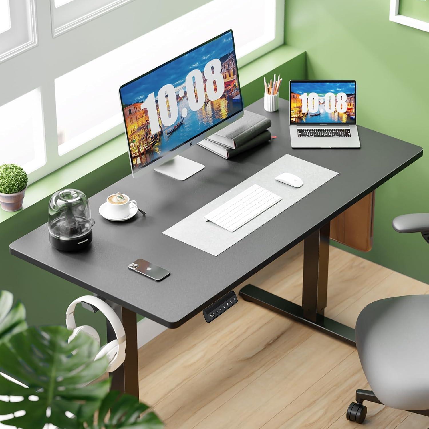 Electric Height Adjustable Standing Desk, 40x24 Inches, Ergonomic Sit-to-Stand Rising Computer Table for Home Office