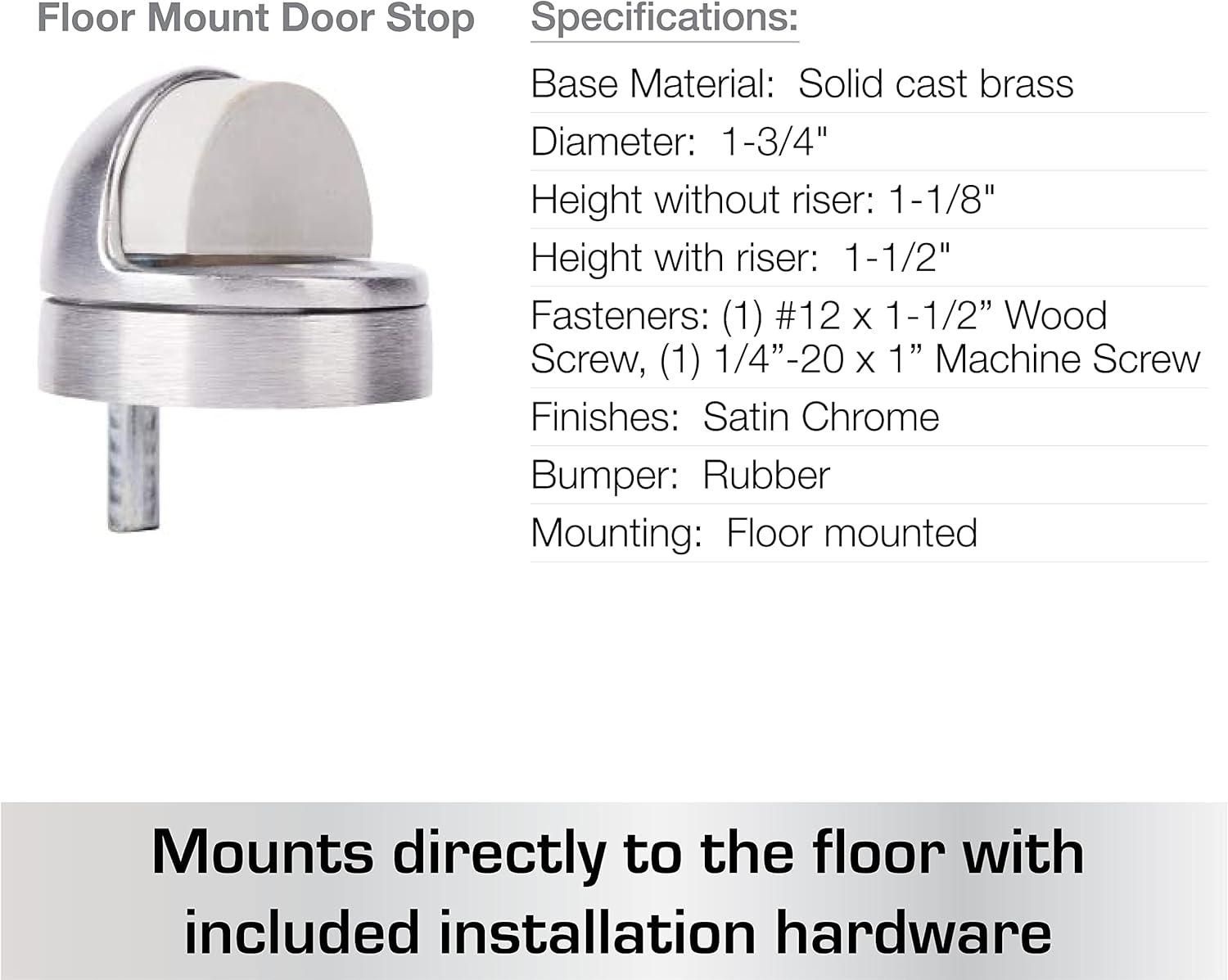 BRINKS Commercial - Dome Floor Door Stop, Satin Chrome Finish - Non-Obtrusive Option to Protect Doors and Walls