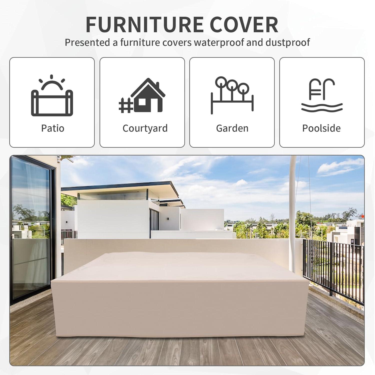 Valita 7 Piece Outdoor PE Wicker Furniture Set, Patio Gray Rattan Sectional Sofa Couch with Washable Grey Cushions