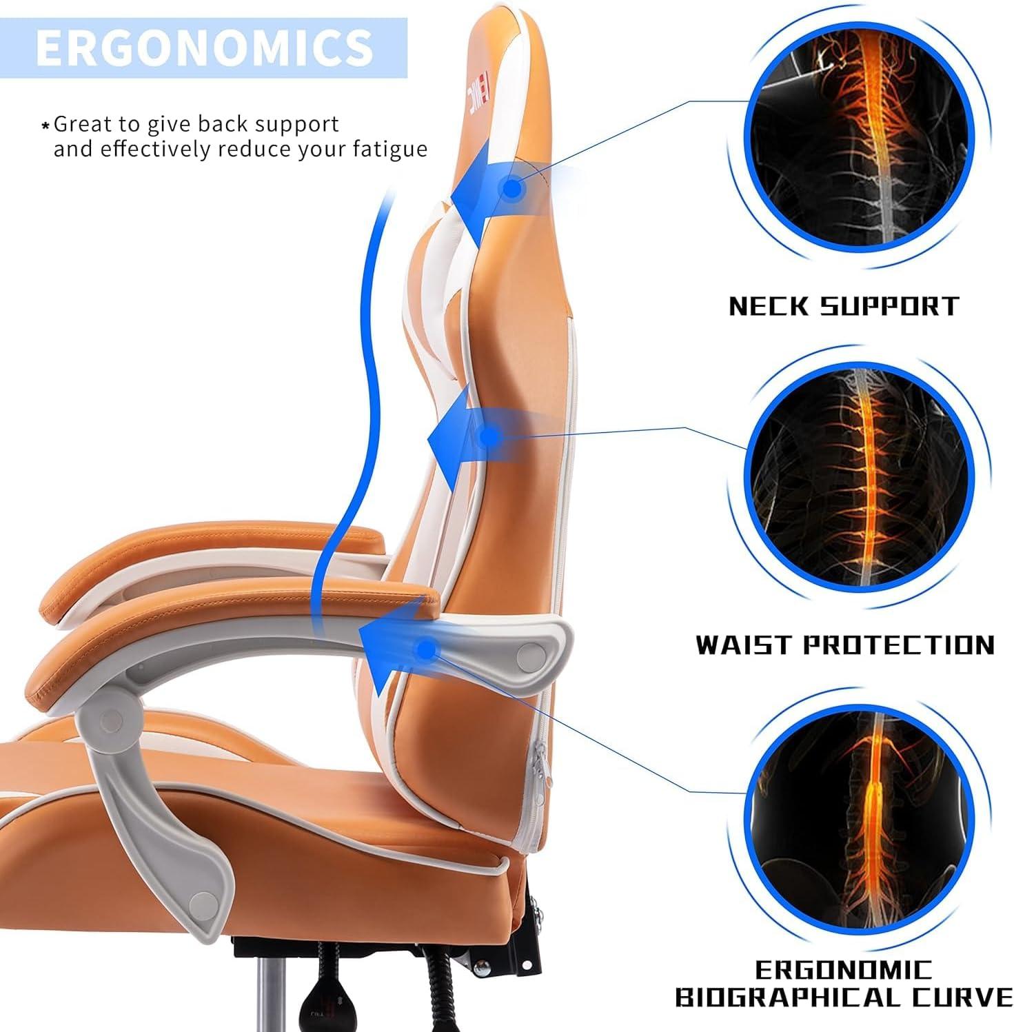 ALEAVIC Gaming Chair for Adults, High Back Ergonomic Computer Gaming Chair with Headrest and Lumbar Support, Orange