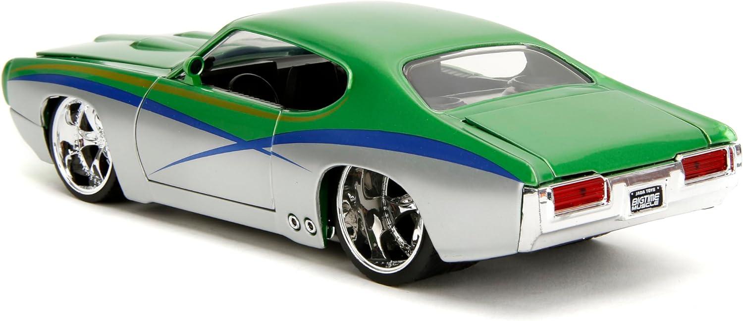 1969 Pontiac GTO Judge Green Metallic and Silver with Stripes "Bigtime Muscle" Series 1/24 Diecast Model Car by Jada(Selections May Vary)