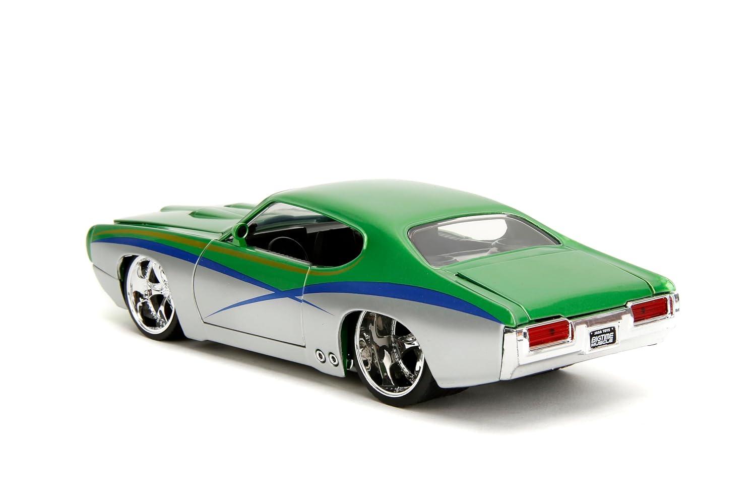 1969 Pontiac GTO Judge Green Metallic and Silver with Stripes "Bigtime Muscle" Series 1/24 Diecast Model Car by Jada(Selections May Vary)
