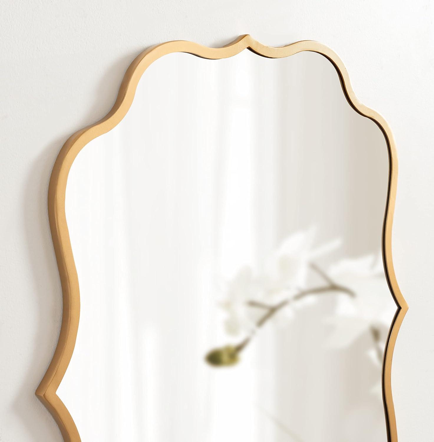 24" x 30" Higby Framed Wall Mirror Gold - Kate & Laurel All Things Decor: Scalloped, Decorative, Modern Style