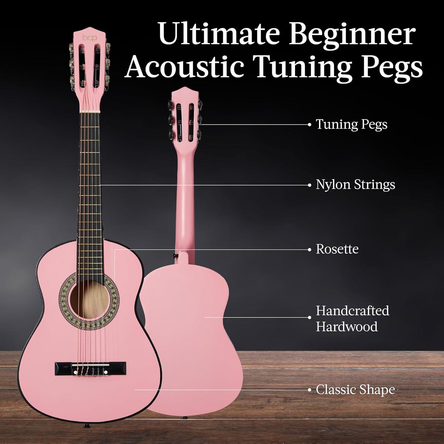 Best Choice Products 30in Kids Acoustic Guitar Beginner Starter Kit w/ Strap, Case, Strings - Pink
