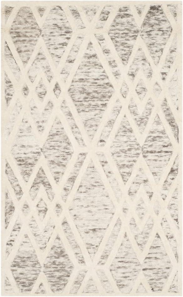 Light Brown and Ivory Hand-Tufted Wool Area Rug, 5' x 8'