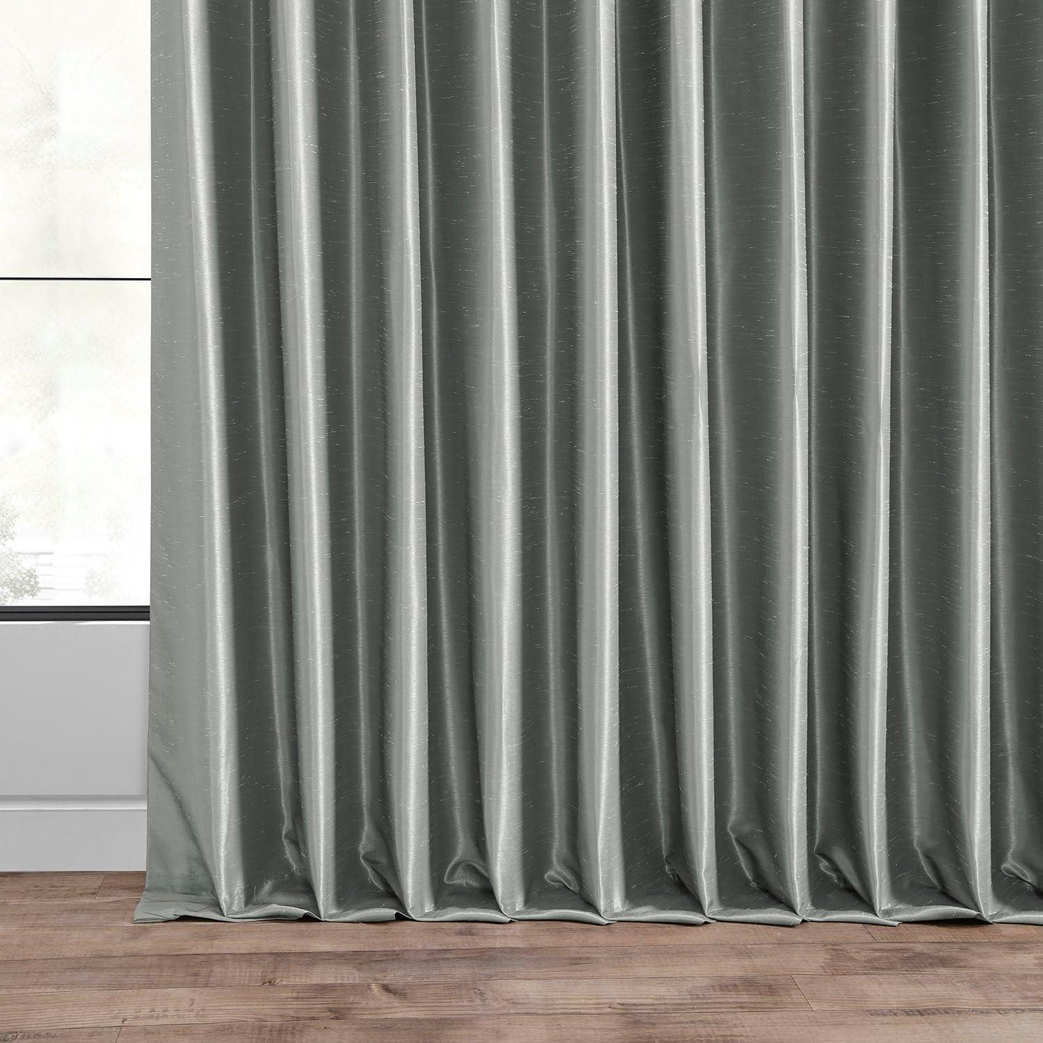 Silver Faux Silk Blackout Curtains 108 Inches Long