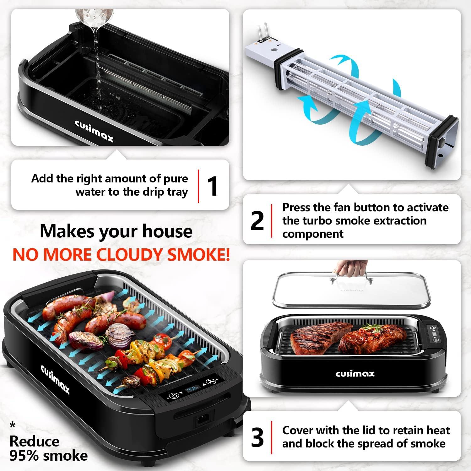 Cusimax Electric Portable Indoor Smokeless Grill, Double Plates (Black)