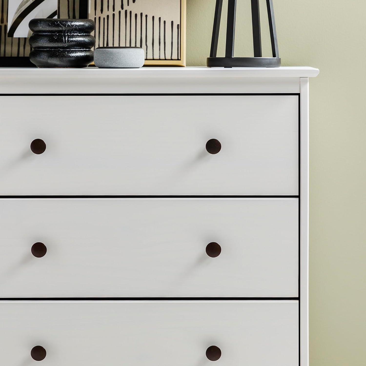 Walker Edison Traditional Solid Wood 4 Drawer Dresser in White