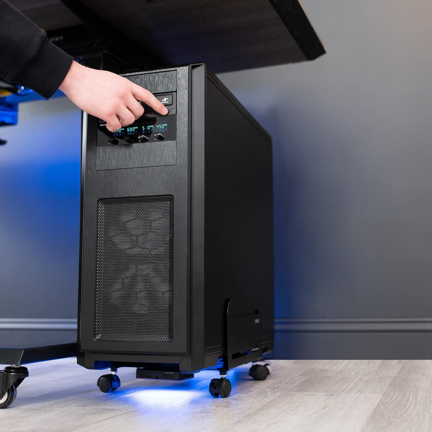 Black Adjustable Steel Rolling CPU Cart with Locking Wheels