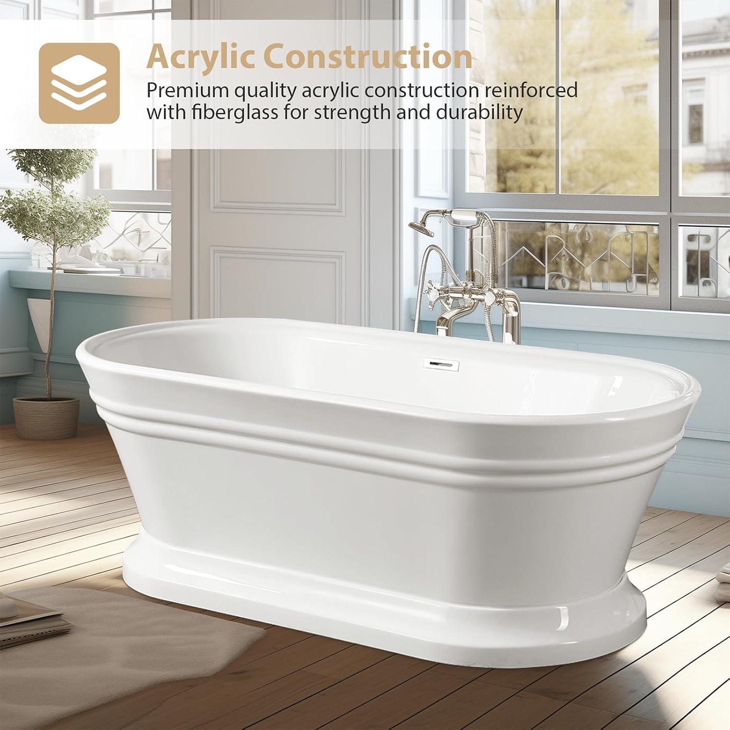 54'' x 29'' Freestanding Soaking Acrylic Bathtub