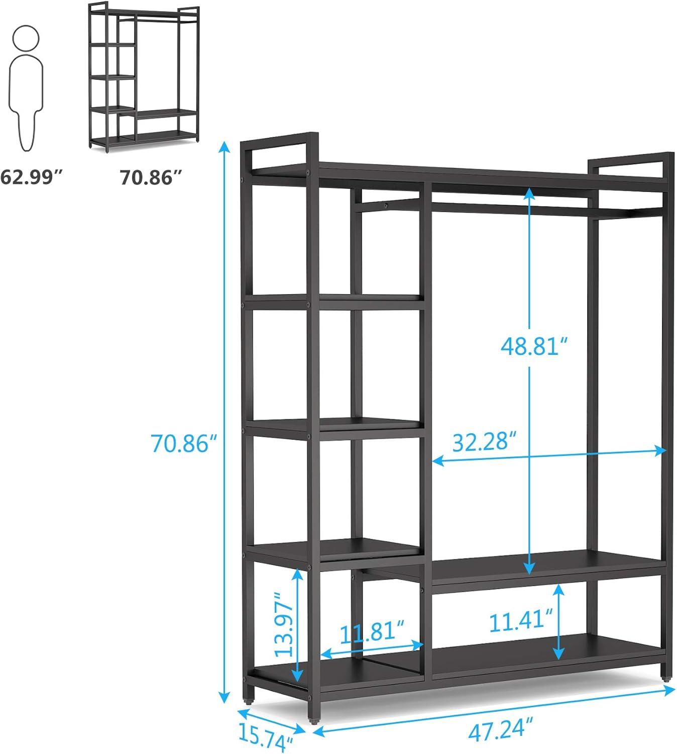Tribesigns Free-standing Closet Organizer Garment Rack with 6 Storage Shelves and Hanging Bar