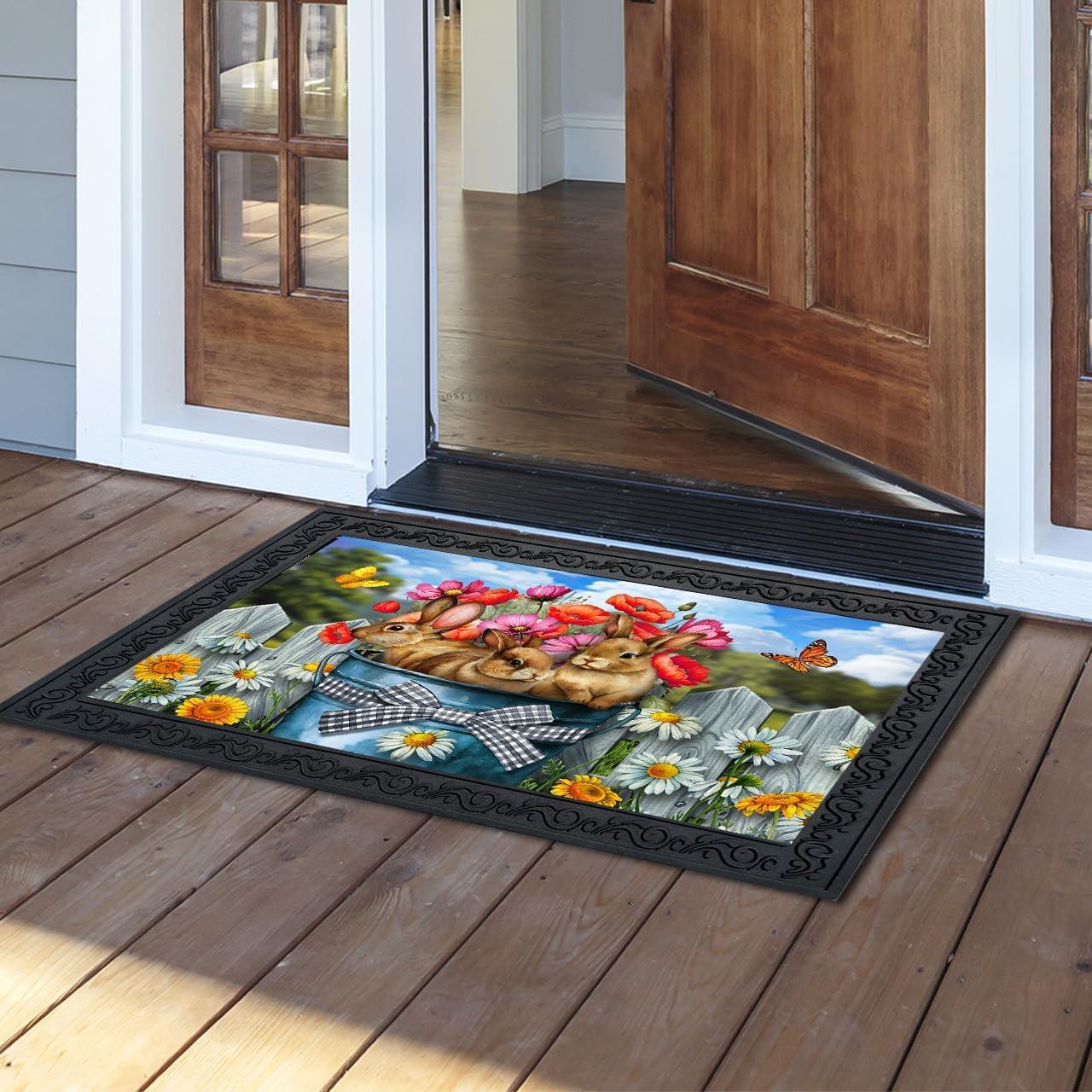 Briarwood Lane Spring Doormat 30x18 Indoor Outdoor Ladybugs and Daisies For Spring Doormat