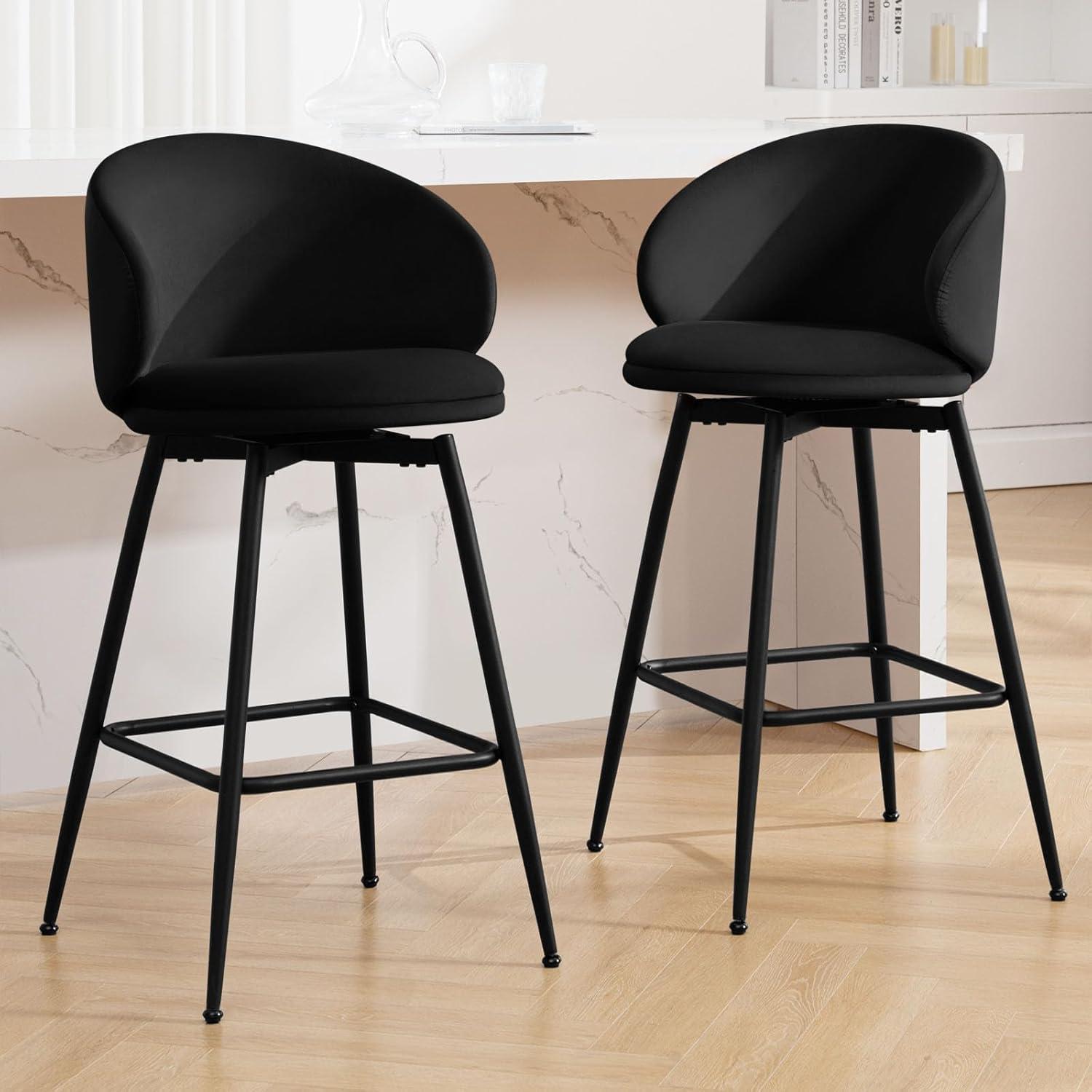 Corrigan Studio® Swivel Upholstered Counter Height Bar Stools (Set of 2)