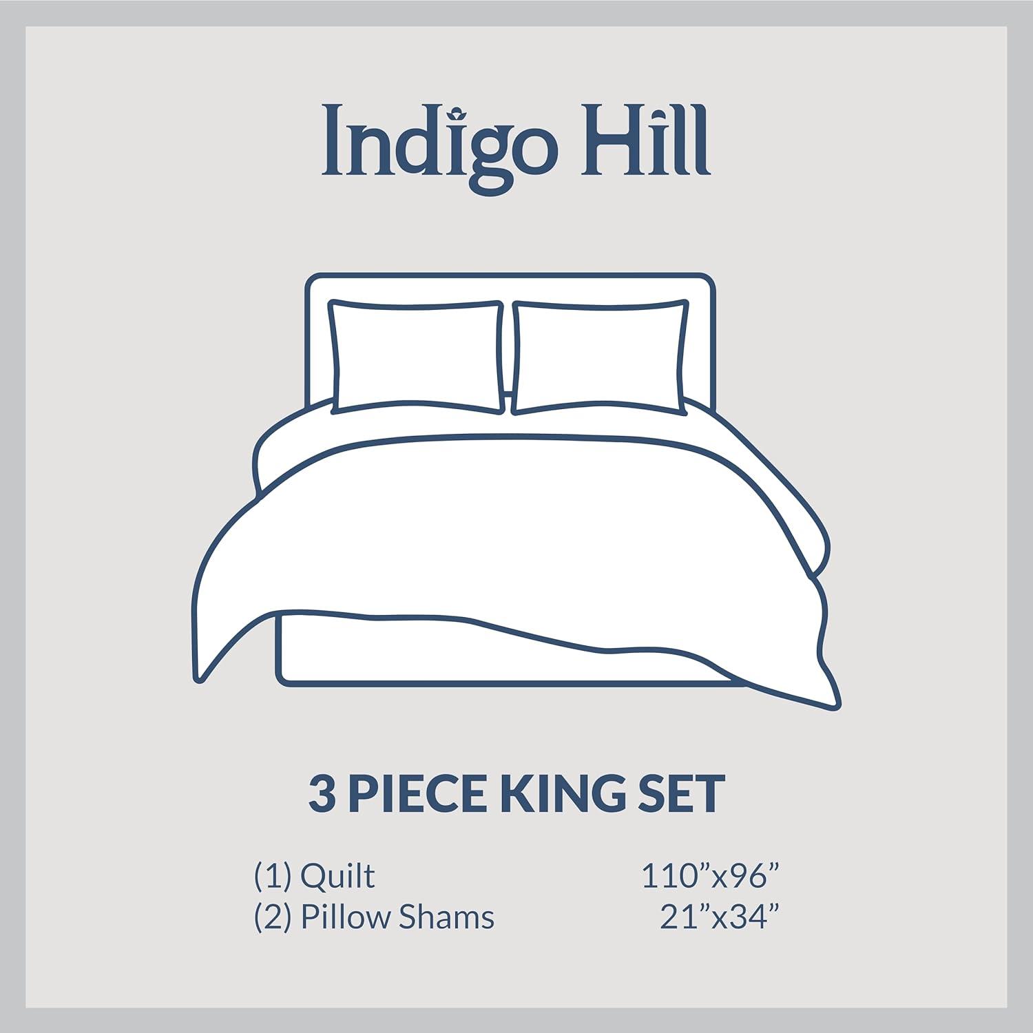 Indigo Hill by HiEnd Accents Cotton Comfort Solid Color Classic Chic Casual Modern Rustic Quilt Set