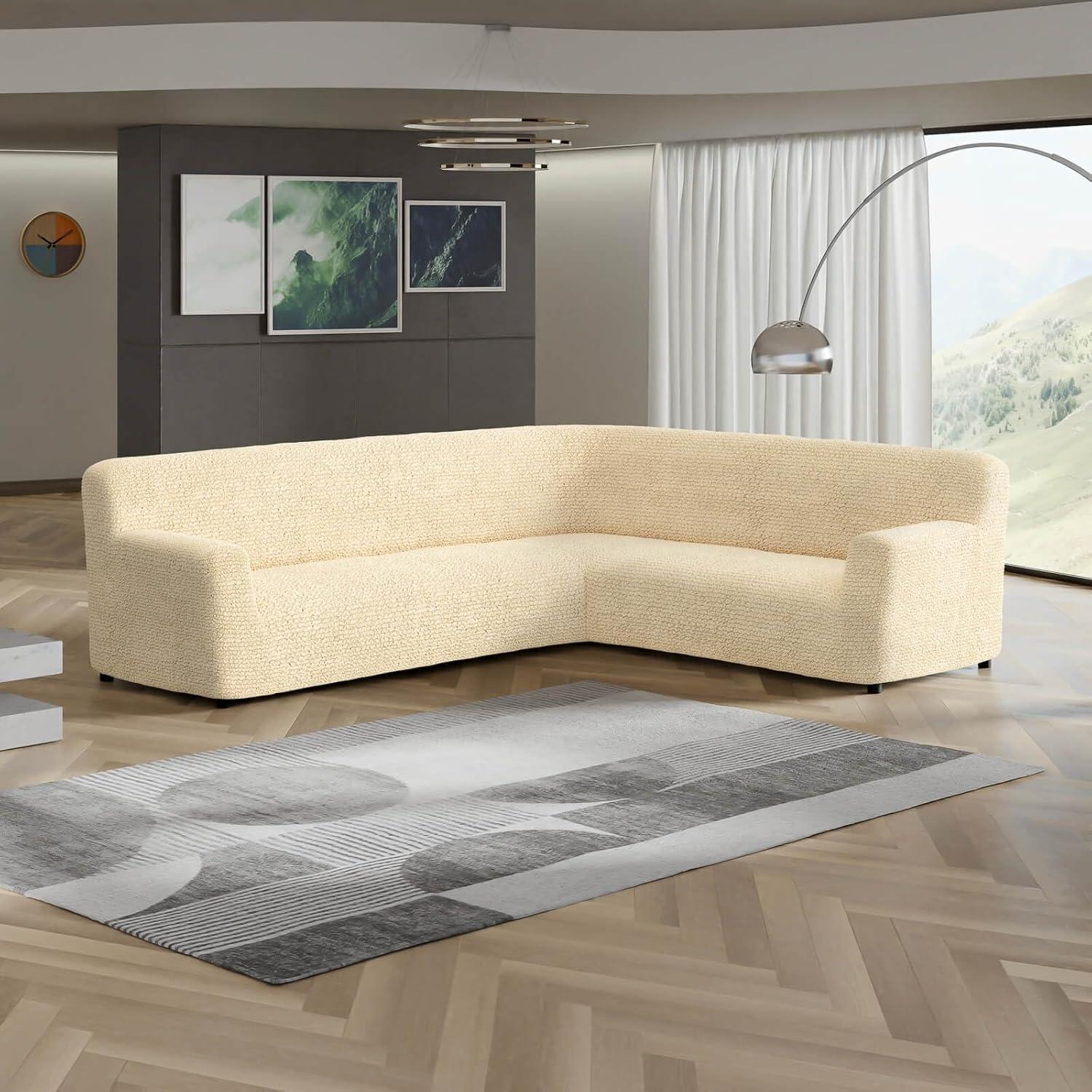 PAULATO by GA.I.CO. Stretchy Slipcover for Corner Sofa - Easy to Clean & Durable - Microfibra Collection