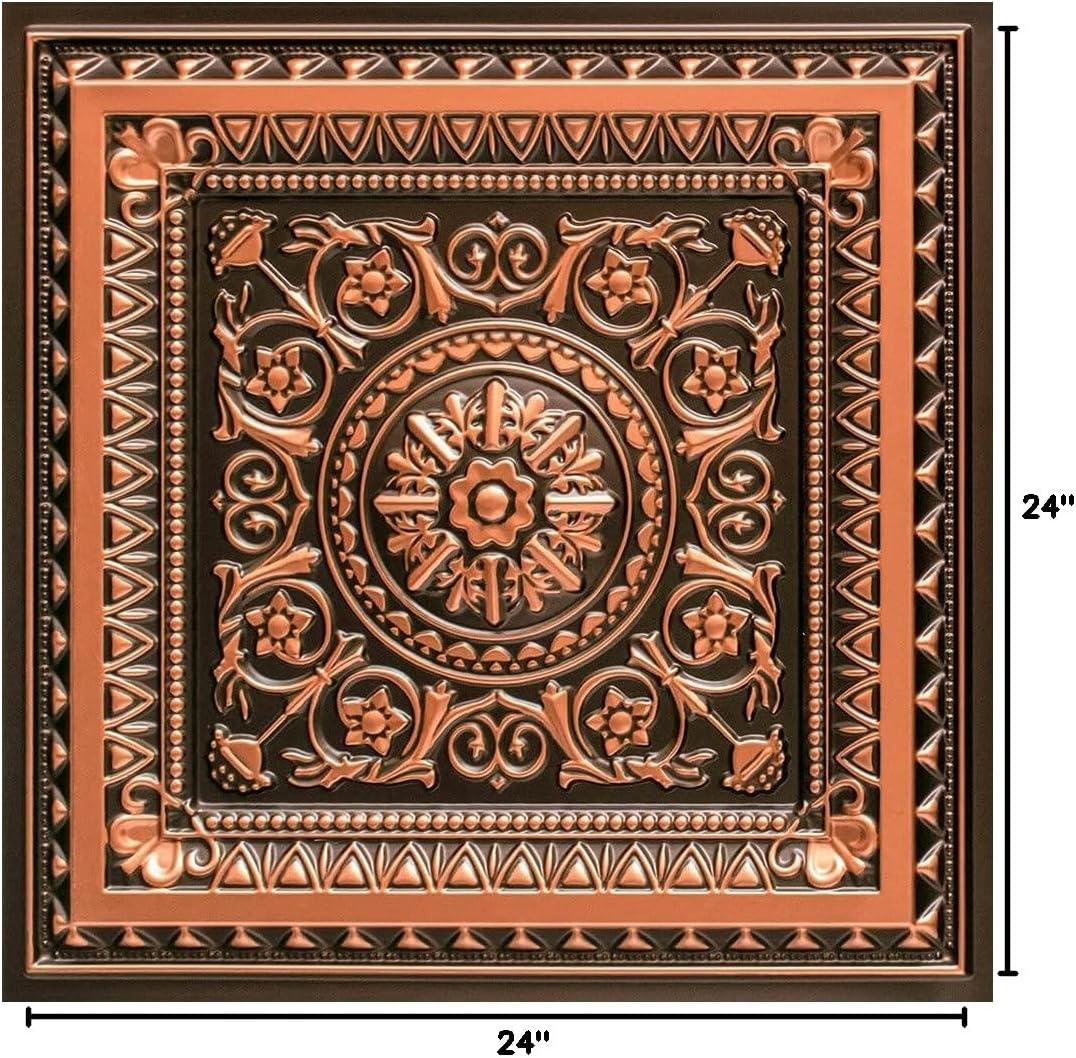 223 - La Scala 2 ft. x 2 ft. PVC Glue-up or Lay in Ceiling Tile in Antique Copper (40 sq.ft / Pack) - 10 Pieces