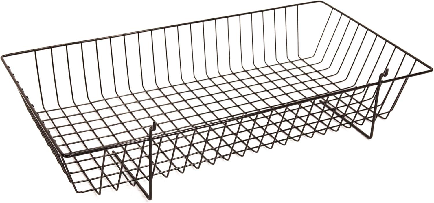 Black Mini Wire Grid Basket for Slatwall or Pegboard - 24''L x 12''W x 4"D