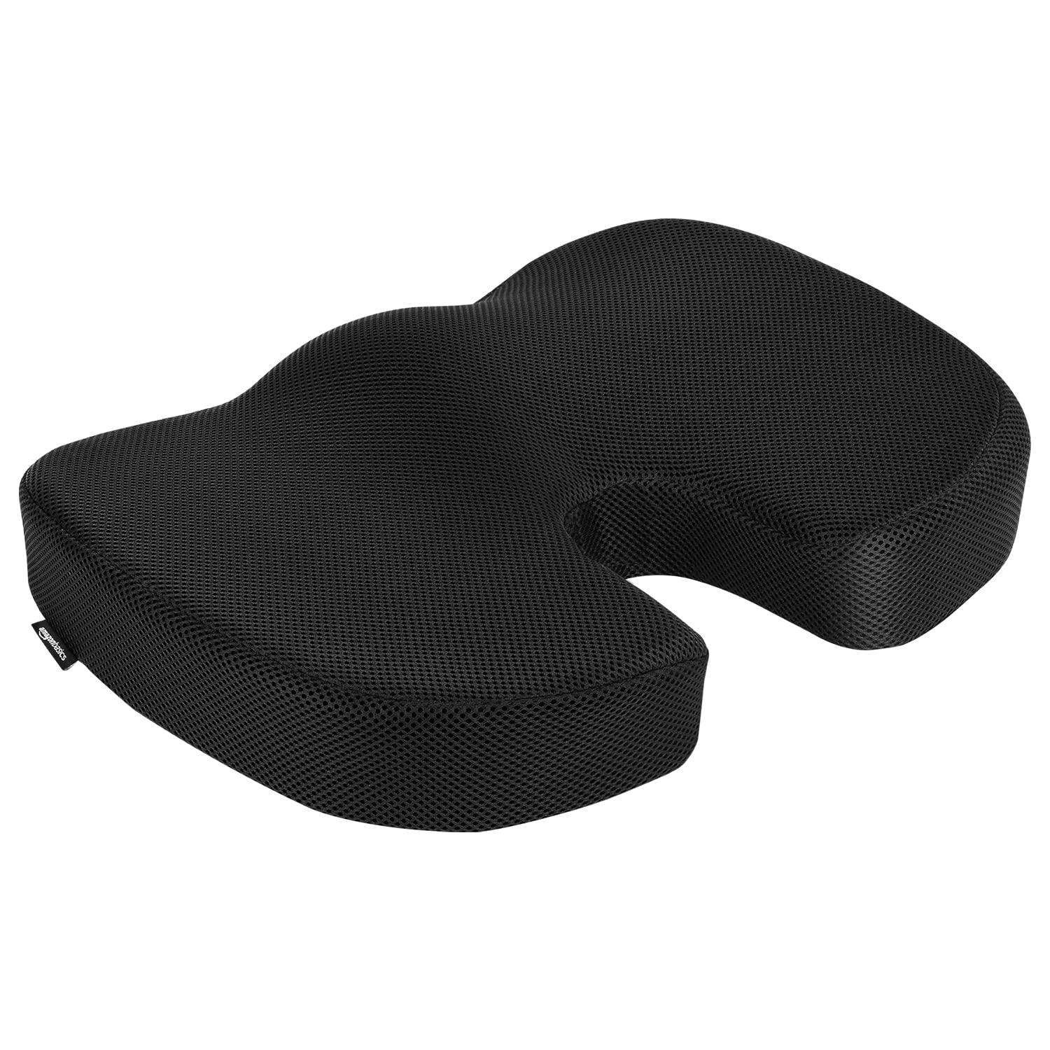 Amazon Basics Comfortable Seat Cushion & Lumbar Support for Office Chairs, Memory Foam, Black