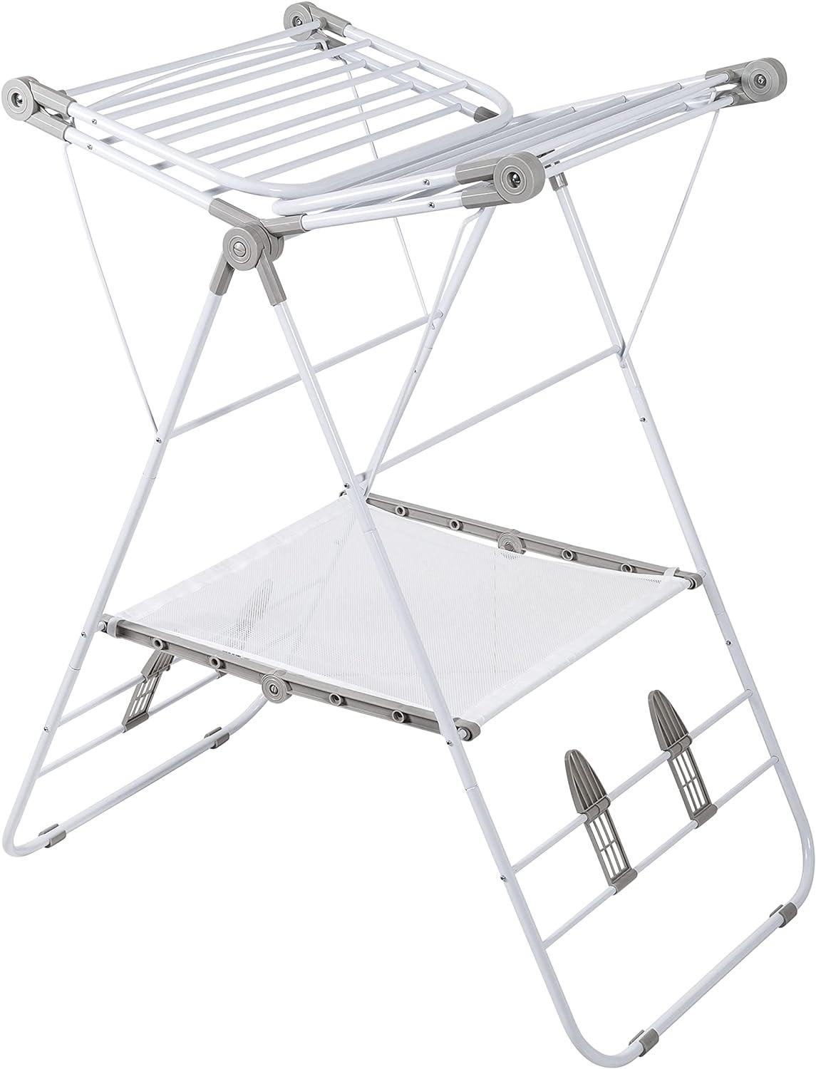 Large White Expandable Folding Gullwing Clothes Drying Rack