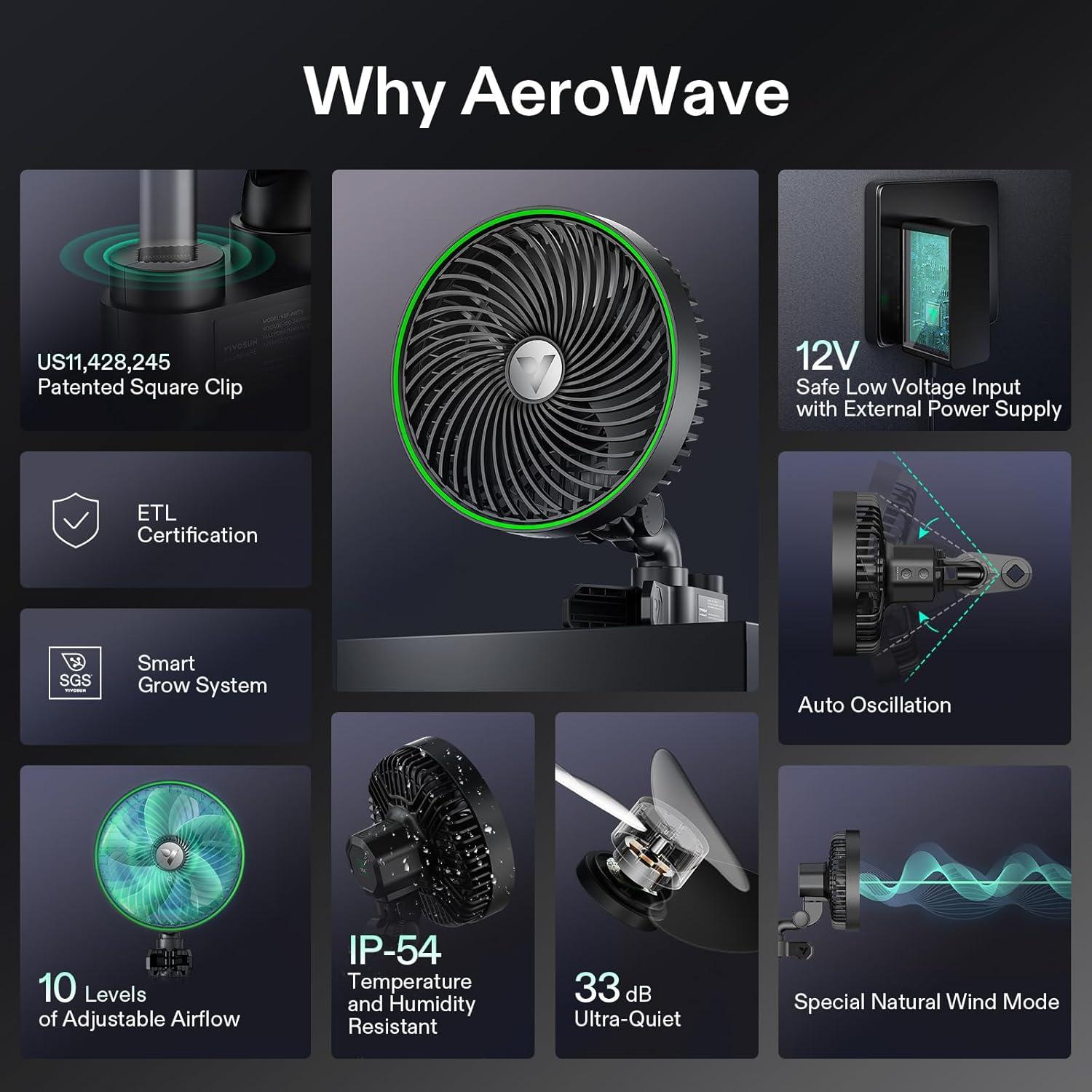VIVOSUN AeroWave E6 6 in 10-Speed Smart Wi-Fi Clip On Fan
