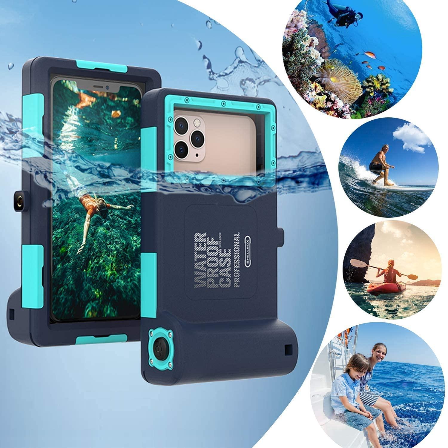 KOMI Professional Waterproof Underwater Snorkeling Phone Case for iPhone 11/8/7/6 Pro Max Mini Xr/X/Xs/Samsung Galaxy Note10/9/8/S10/9/8 Ultra Plus Professional screensizes Below 4.7inch Green