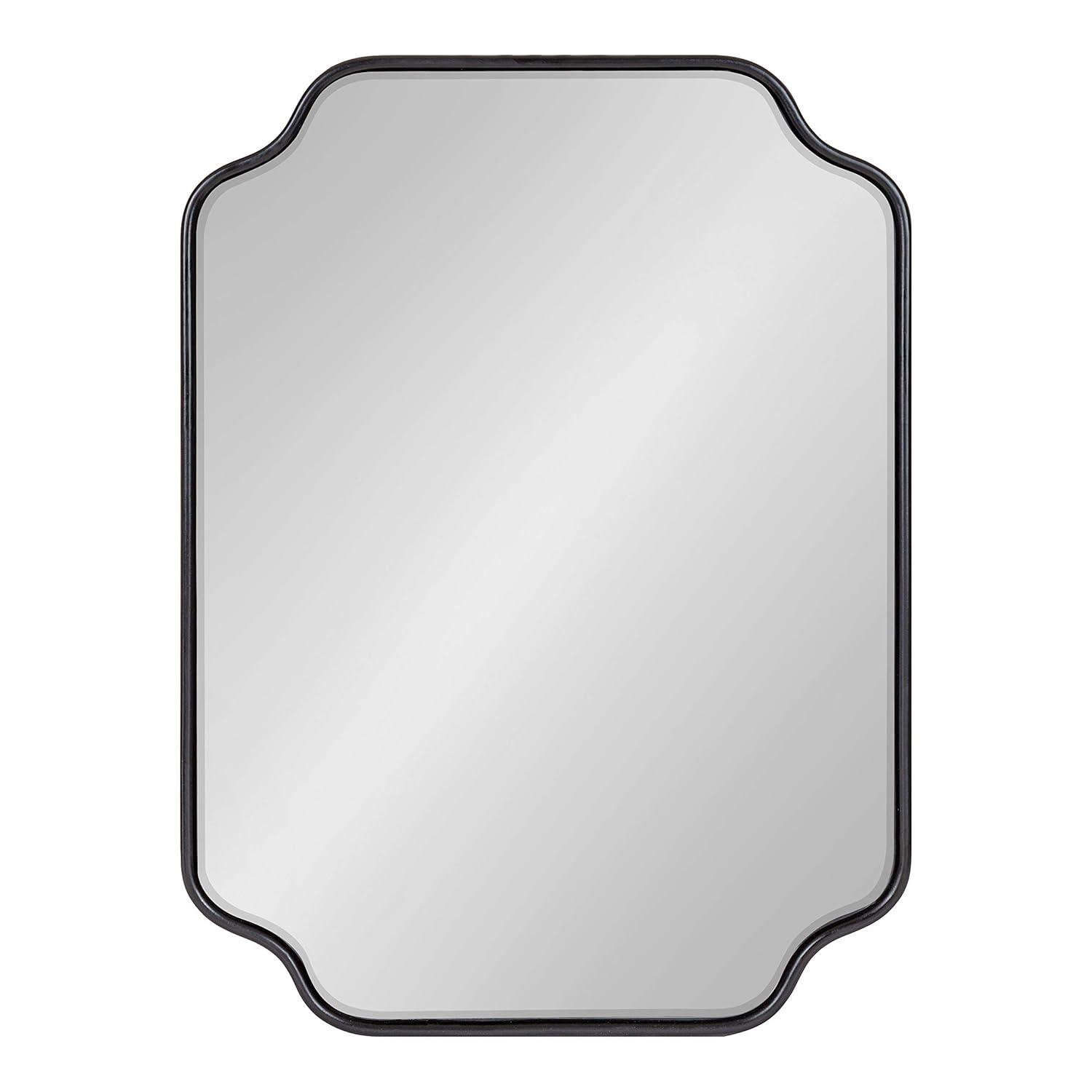 Kate and Laurel Plumley Glam Scalloped Wall Mirror, 18 x 24, Black, Transitional Mirror Wall Decor