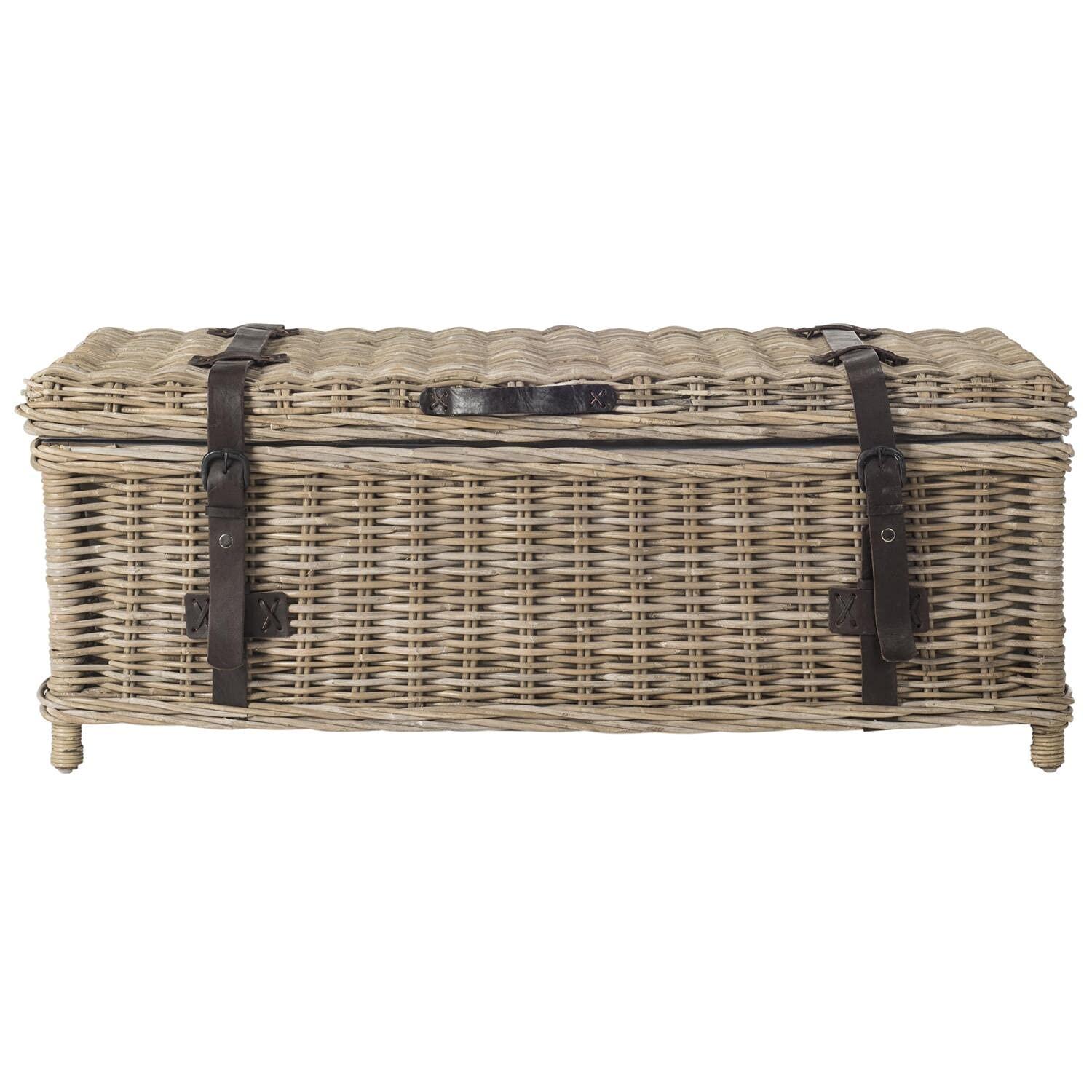 Navarro Rattan Coffee Table Trunk - Grey - Safavieh